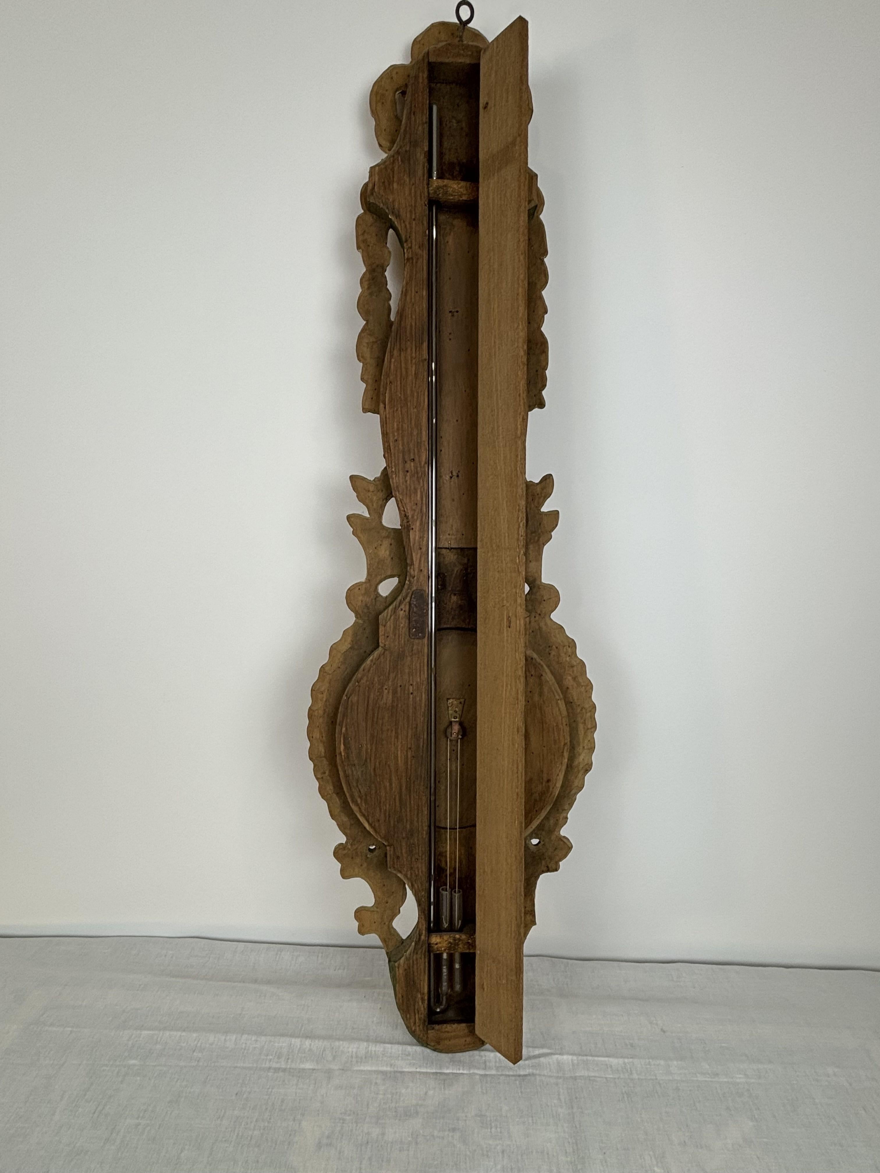 Barometro-termometro in legno dorato del XIX secolo di Benard a Provins, Francia in vendita 13
