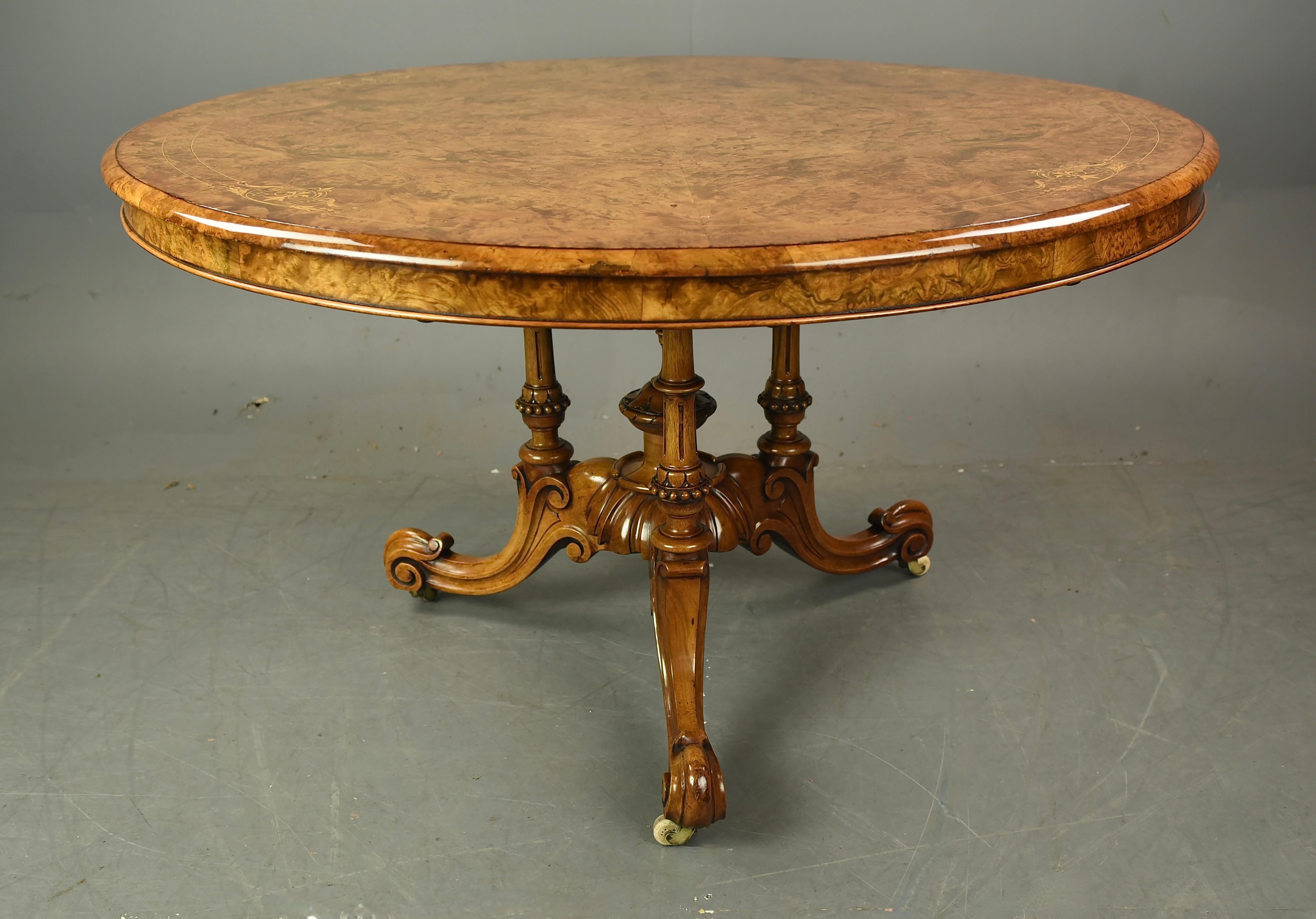 Victorian 19th Century Gillow burr walnut centre table 