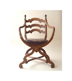 Sillas de biblioteca Gillows de nogal curule del siglo XIX