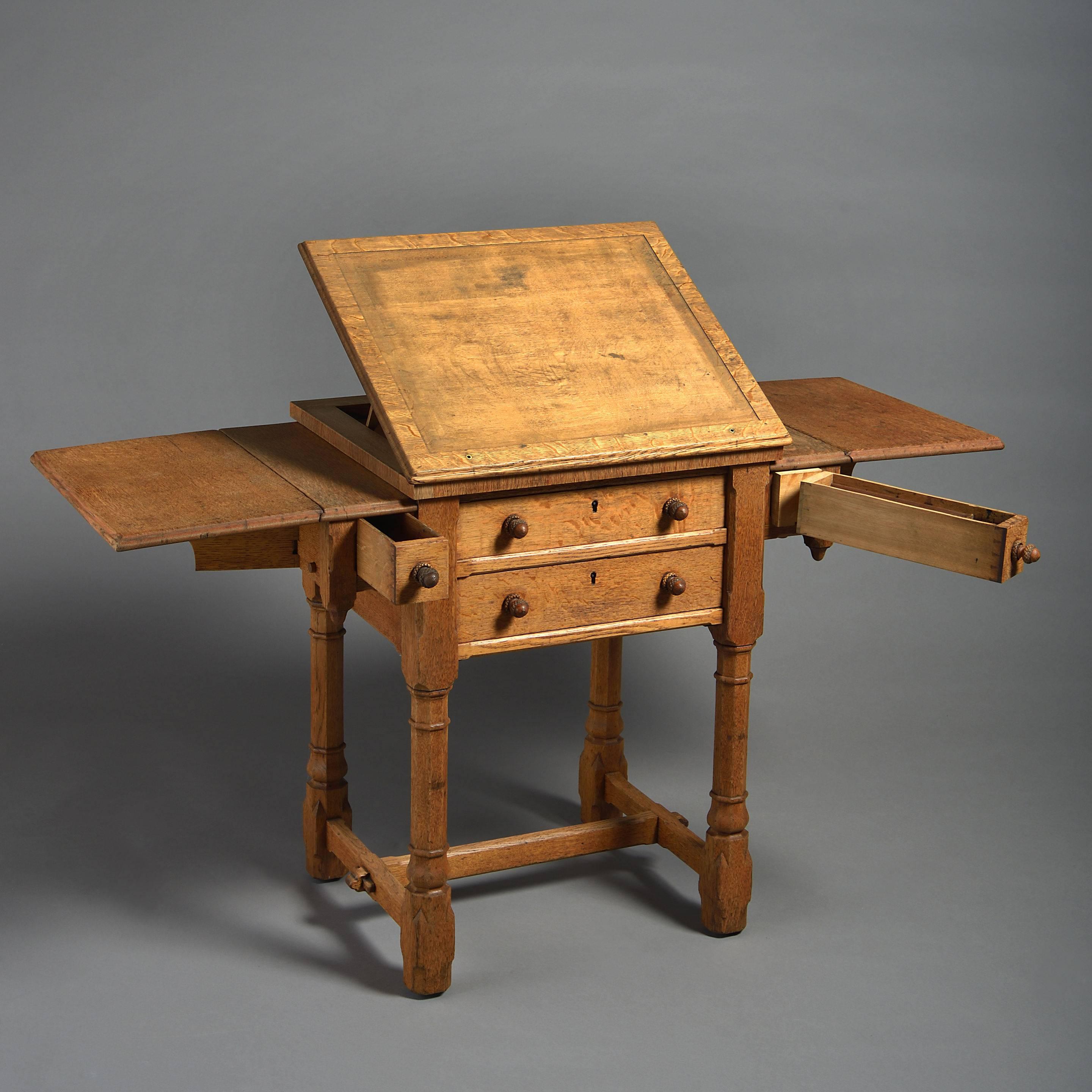 English 19th Century Gillows Metamorphic Oak Work Table