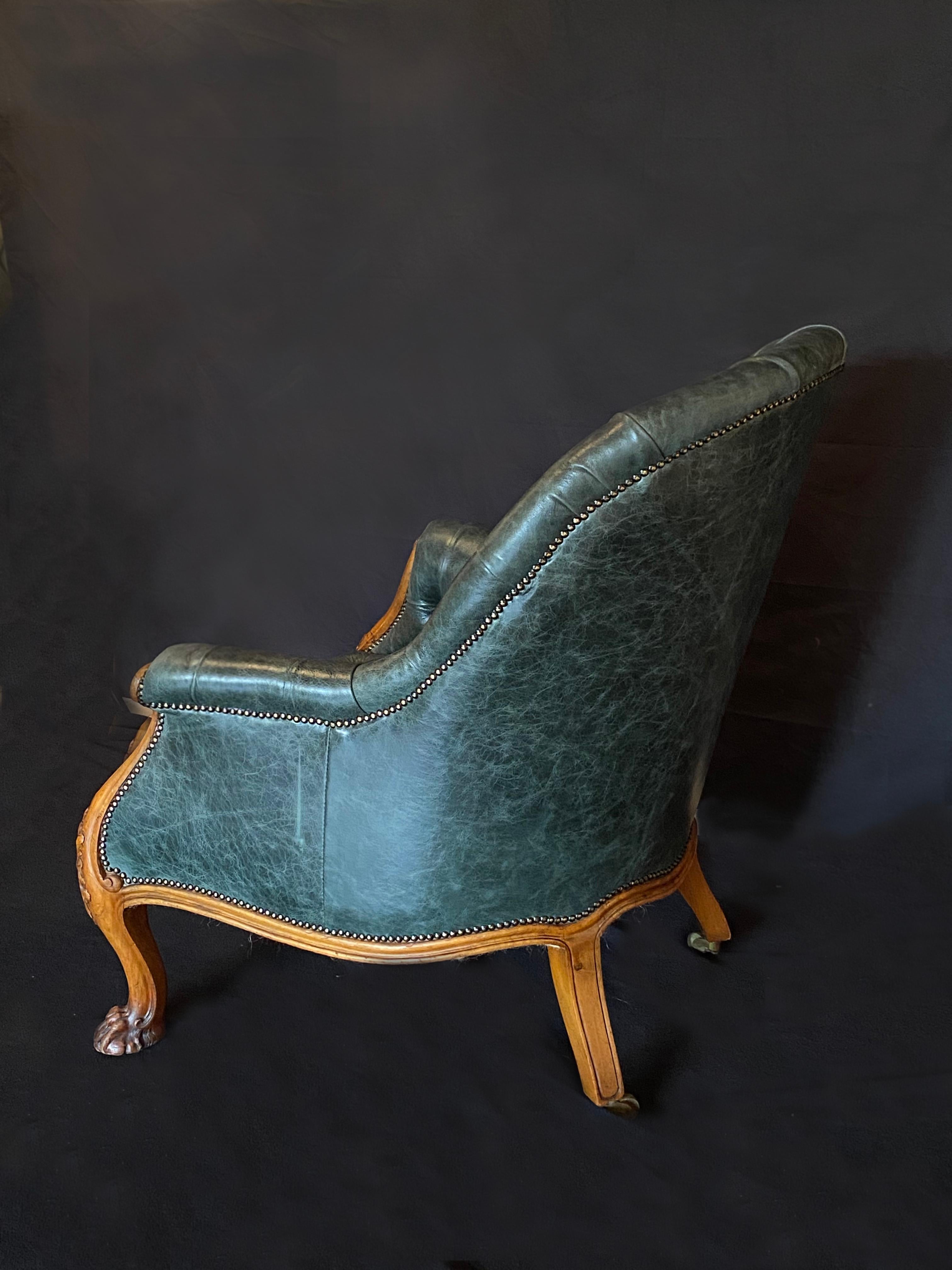 19th Century Gillows of Lancaster Walnut & Leather Upholstered Library Arm Chair For Sale 3
