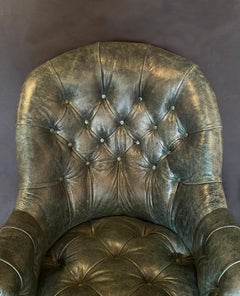 19th Century Gillows of Lancaster Walnut & Leather Upholstered Library Arm Chair