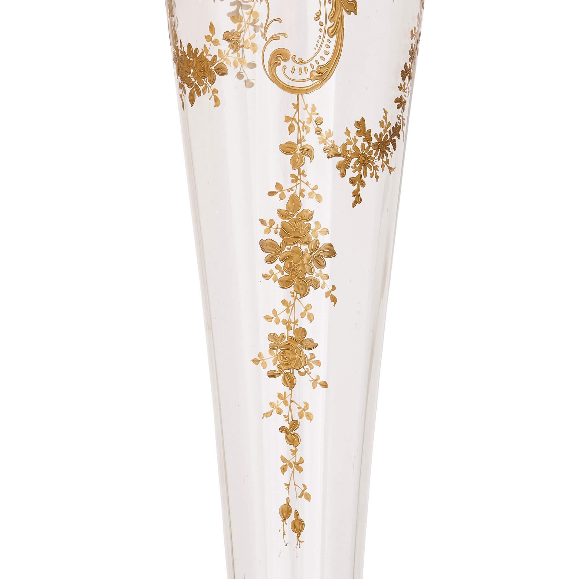 Czech 19th Century Gilt and Bohemian Glass Vase For Sale