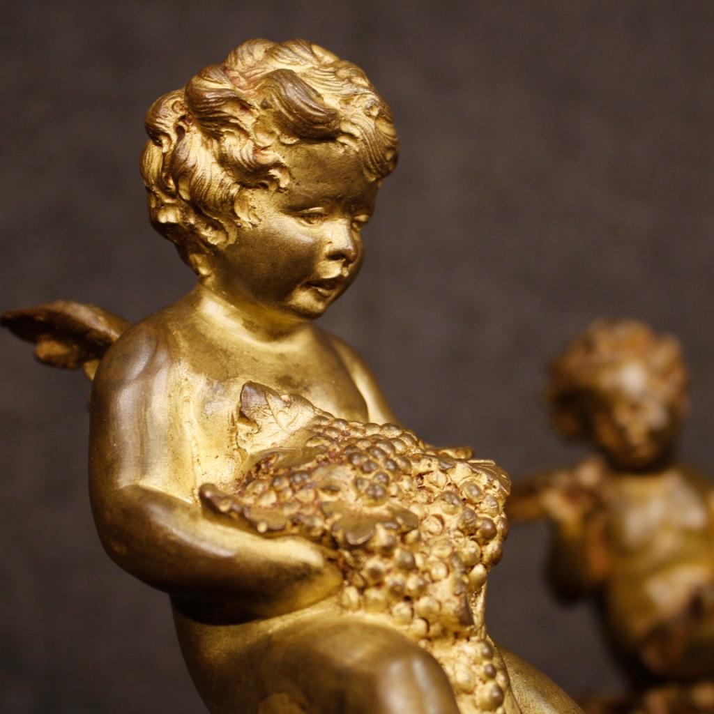 19th Century Gilt and Chiselled Bronze Pair of Italian Angels Sculptures, 1890 2