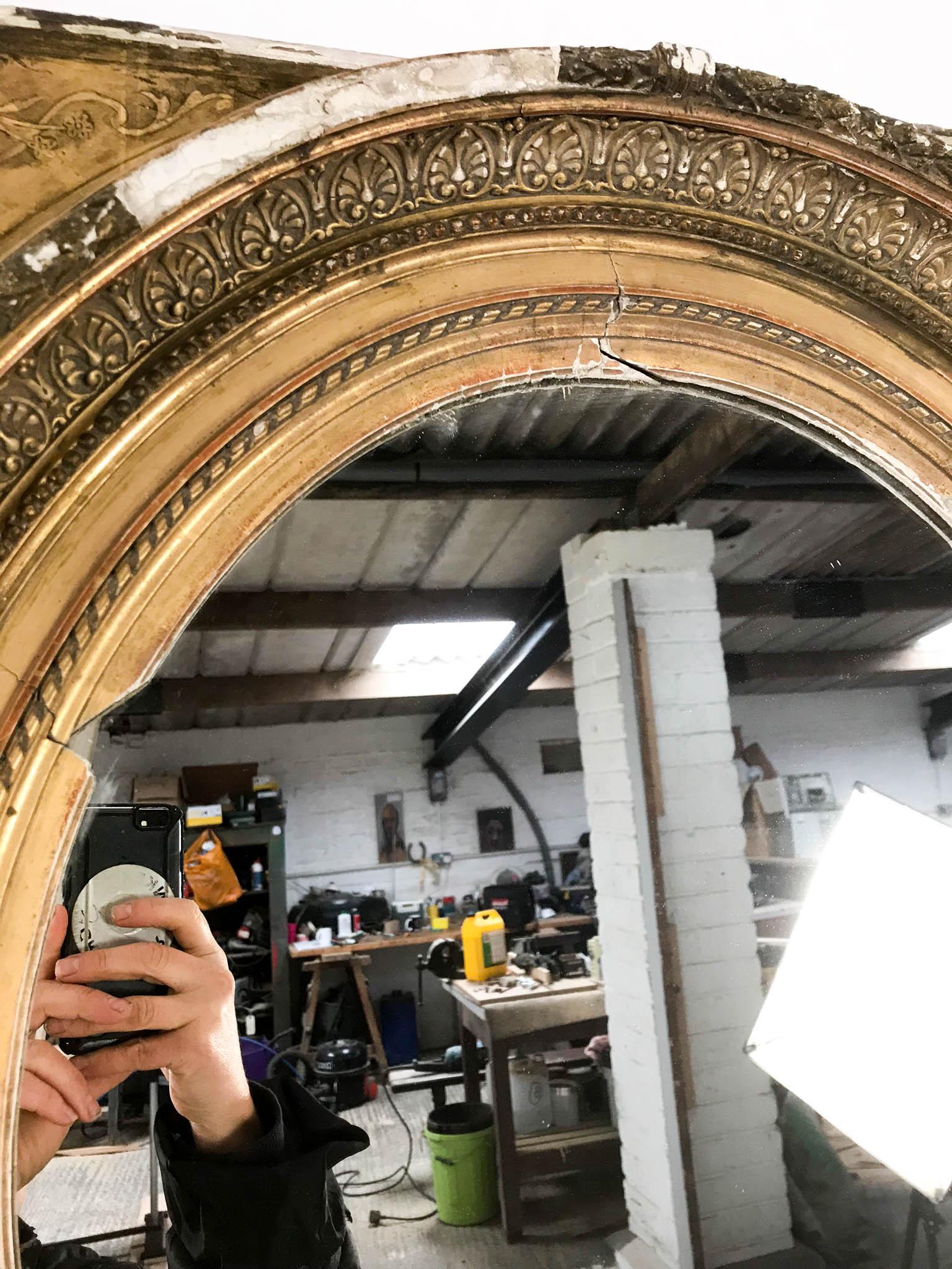 19th Century Gilt and Gesso Pair of French Oval Mirrors 10