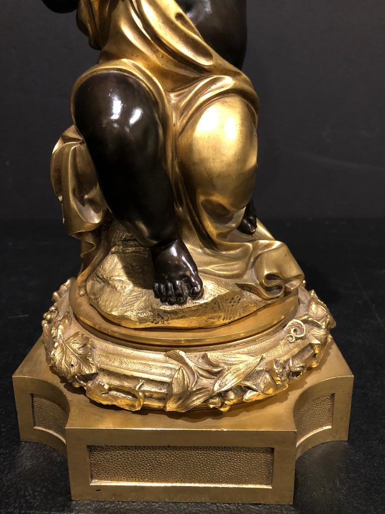 19th Century Gilt and Patinated Figural Clock In Good Condition For Sale In Norwood, NJ