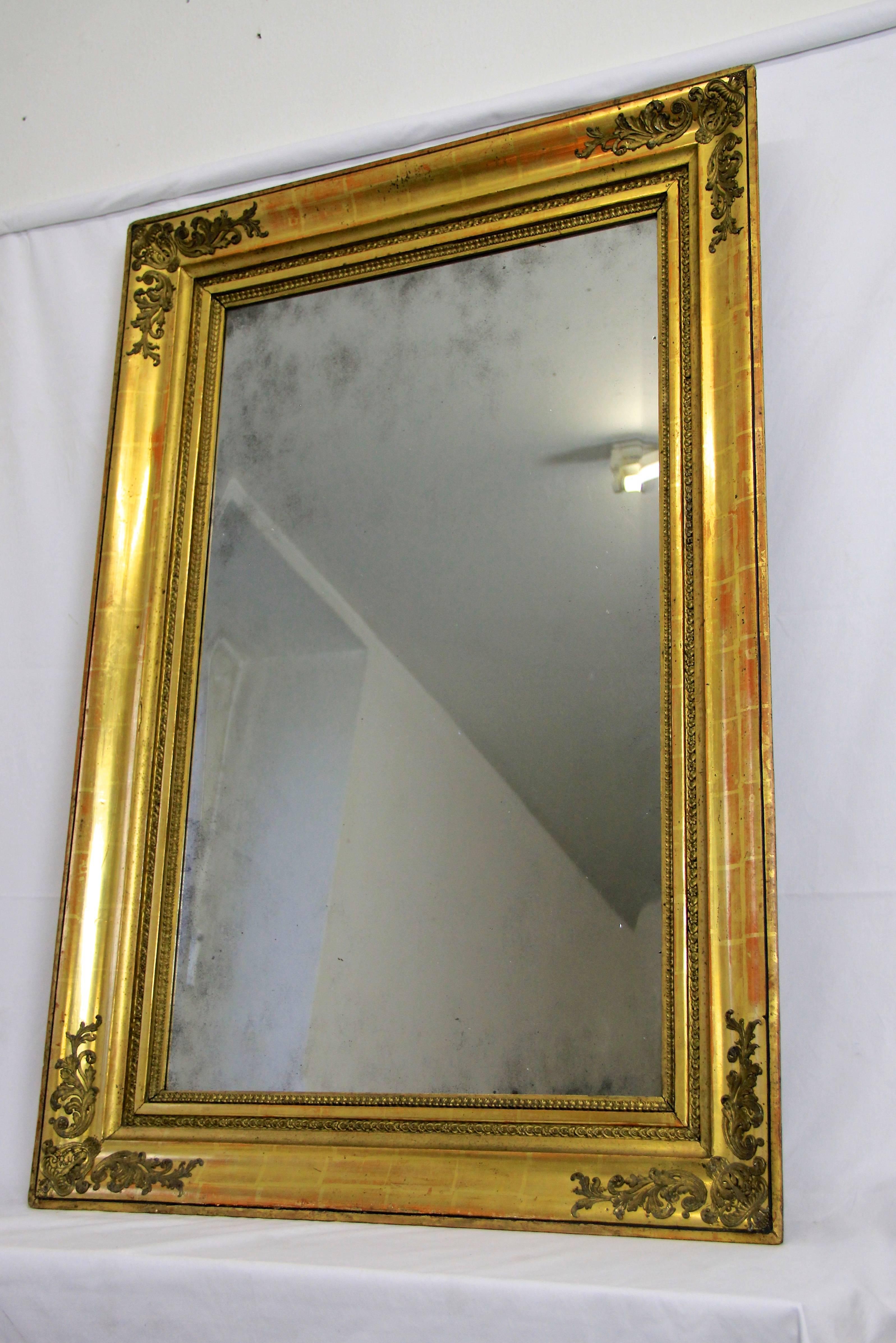 Spruce 19th Century Gilt Biedermeier Wall Mirror, Austria, circa 1830 For Sale