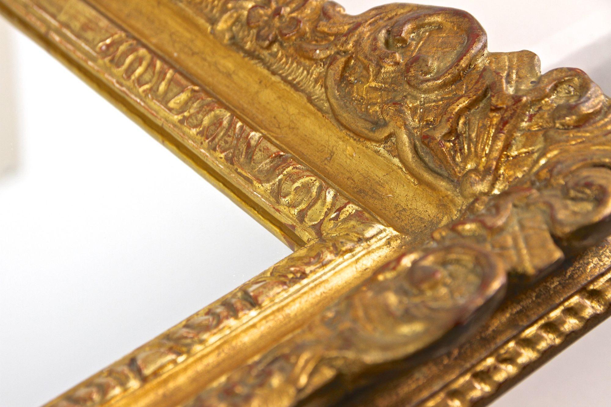 Miroir Biedermeier doré du 19e siècle, sculpté à la main, Autriche vers 1850 en vente 11