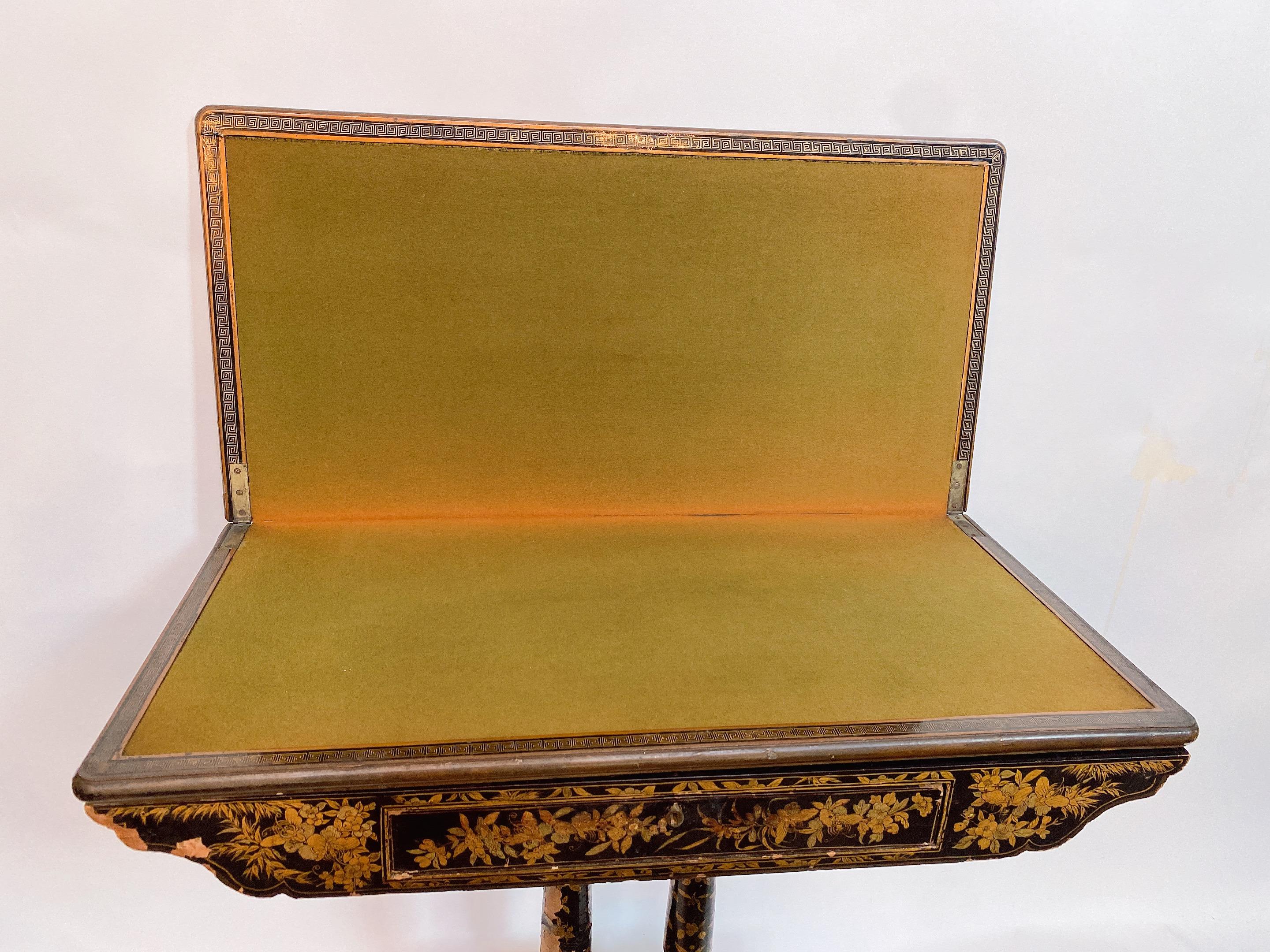 19th Century Gilt Black Lacquer French Gaming Table 4