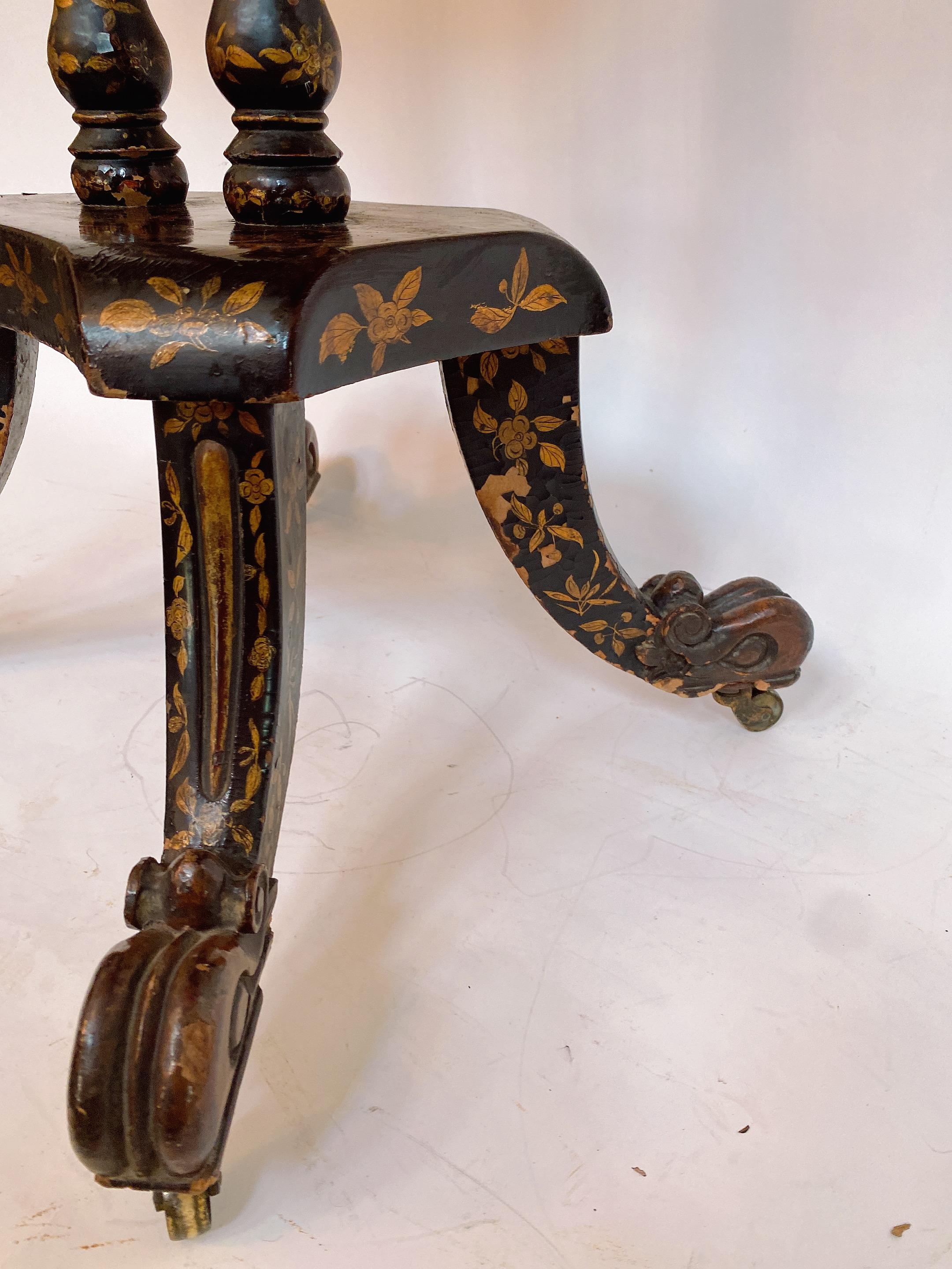 19th Century Gilt Black Lacquer French Gaming Table 5