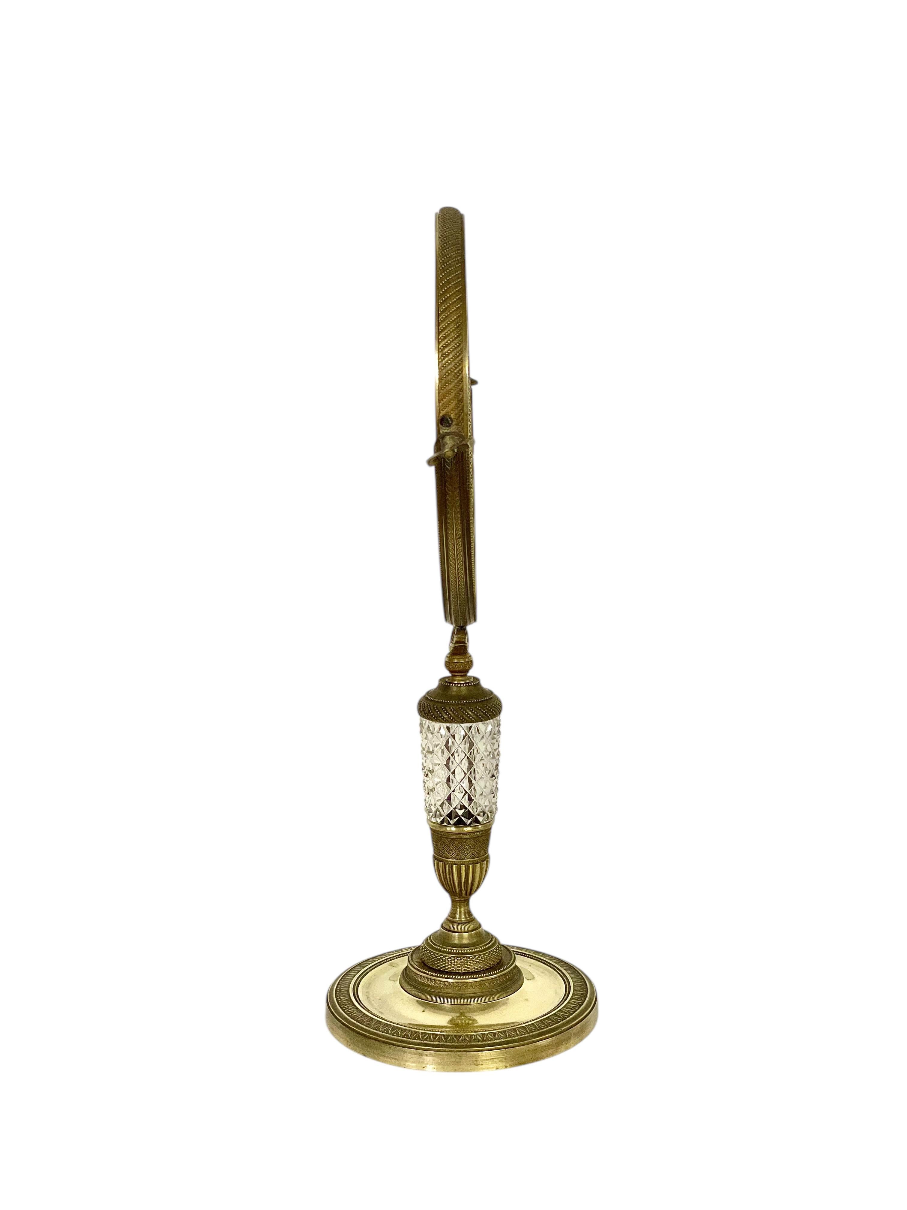 Miroir de table du XIXe siècle en bronze doré et cristal taillé Bon état - En vente à LA CIOTAT, FR