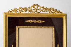 19th-Century Gilt Brass and Dark Fabric Photo Frame, Napoleon III Period.