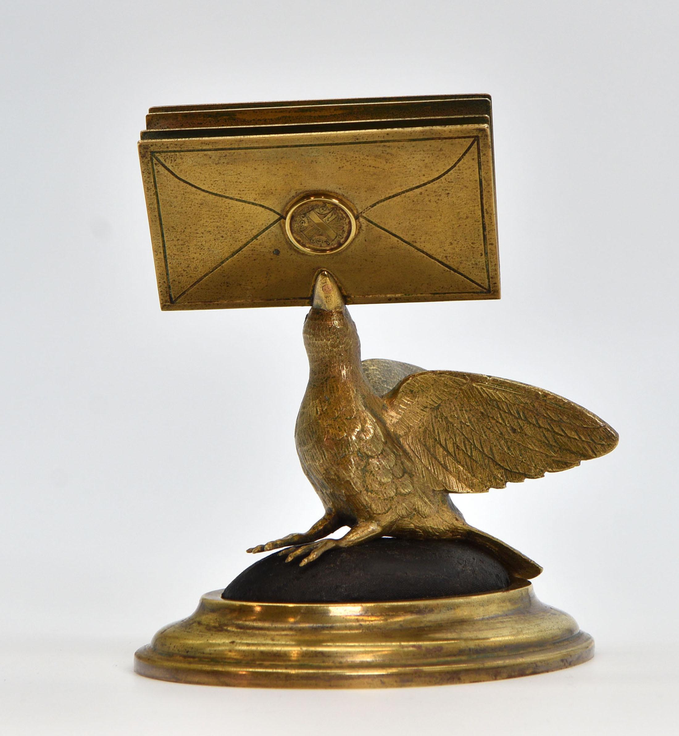Victorian 19th Century Gilt Brass Figural Bird Letter Holder