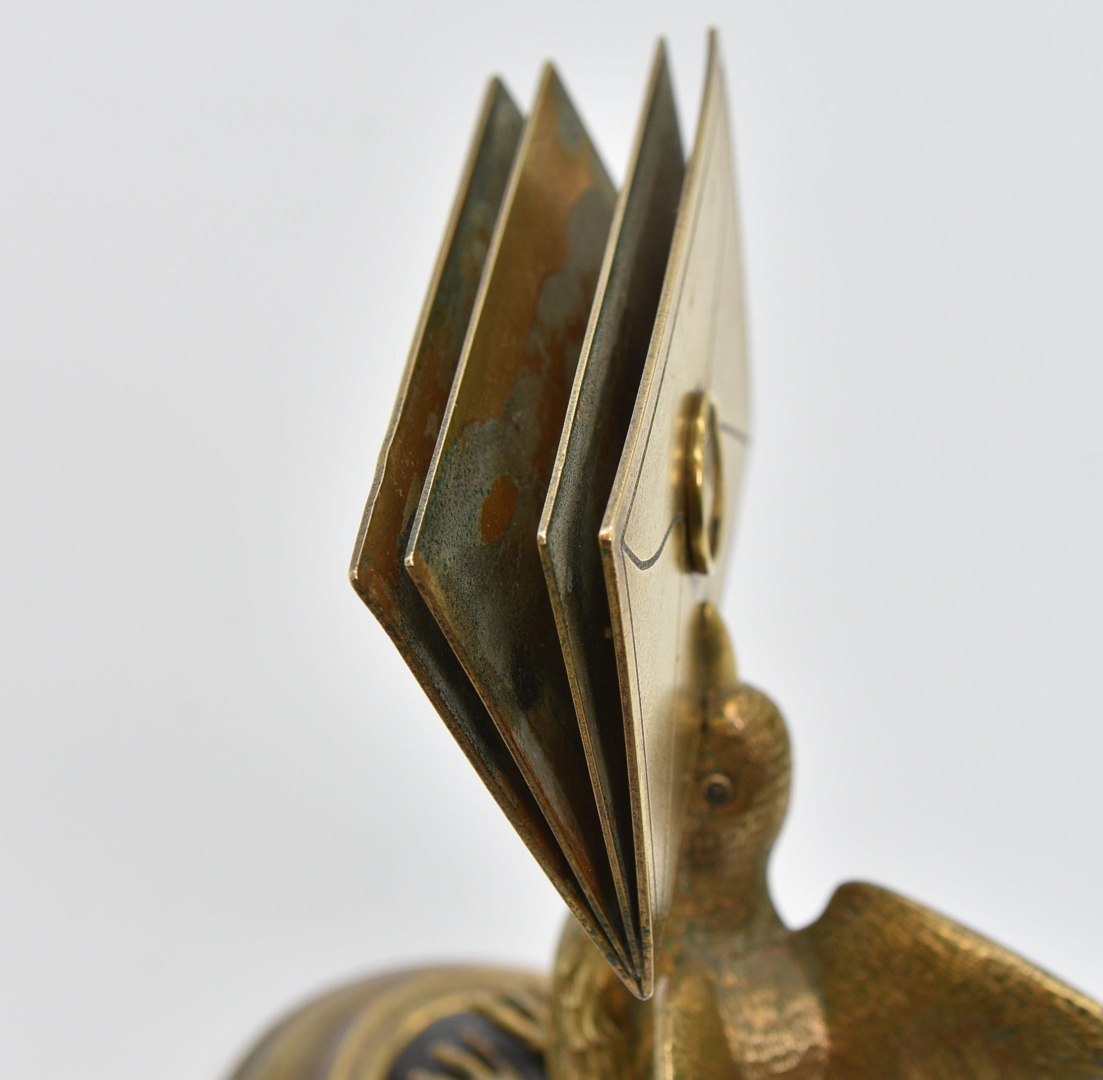 19th Century Gilt Brass Figural Bird Letter Holder In Good Condition In Norwich, GB