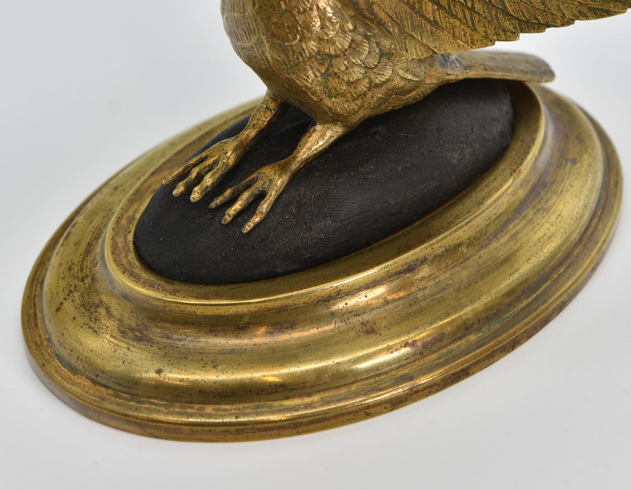 19th Century Gilt Brass Figural Bird Letter Holder 1