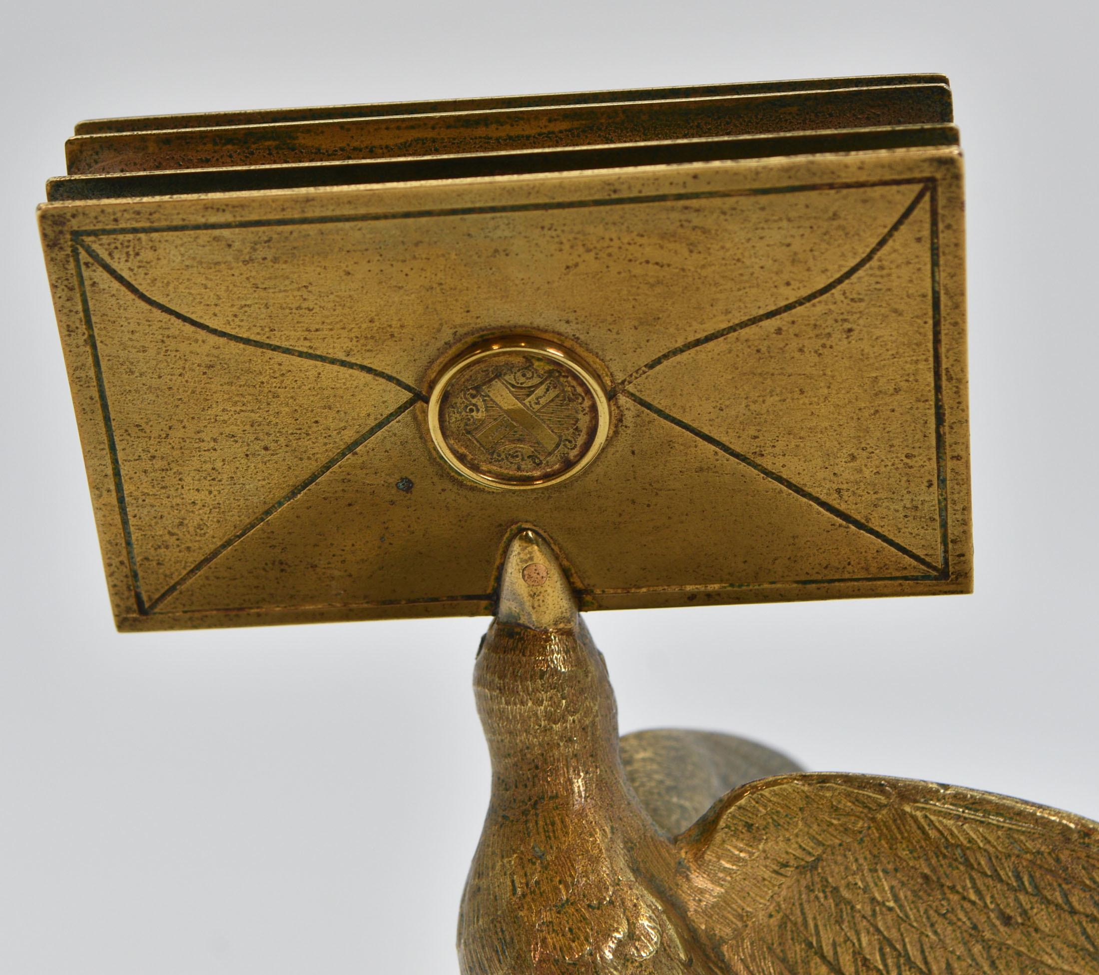 19th Century Gilt Brass Figural Bird Letter Holder 2