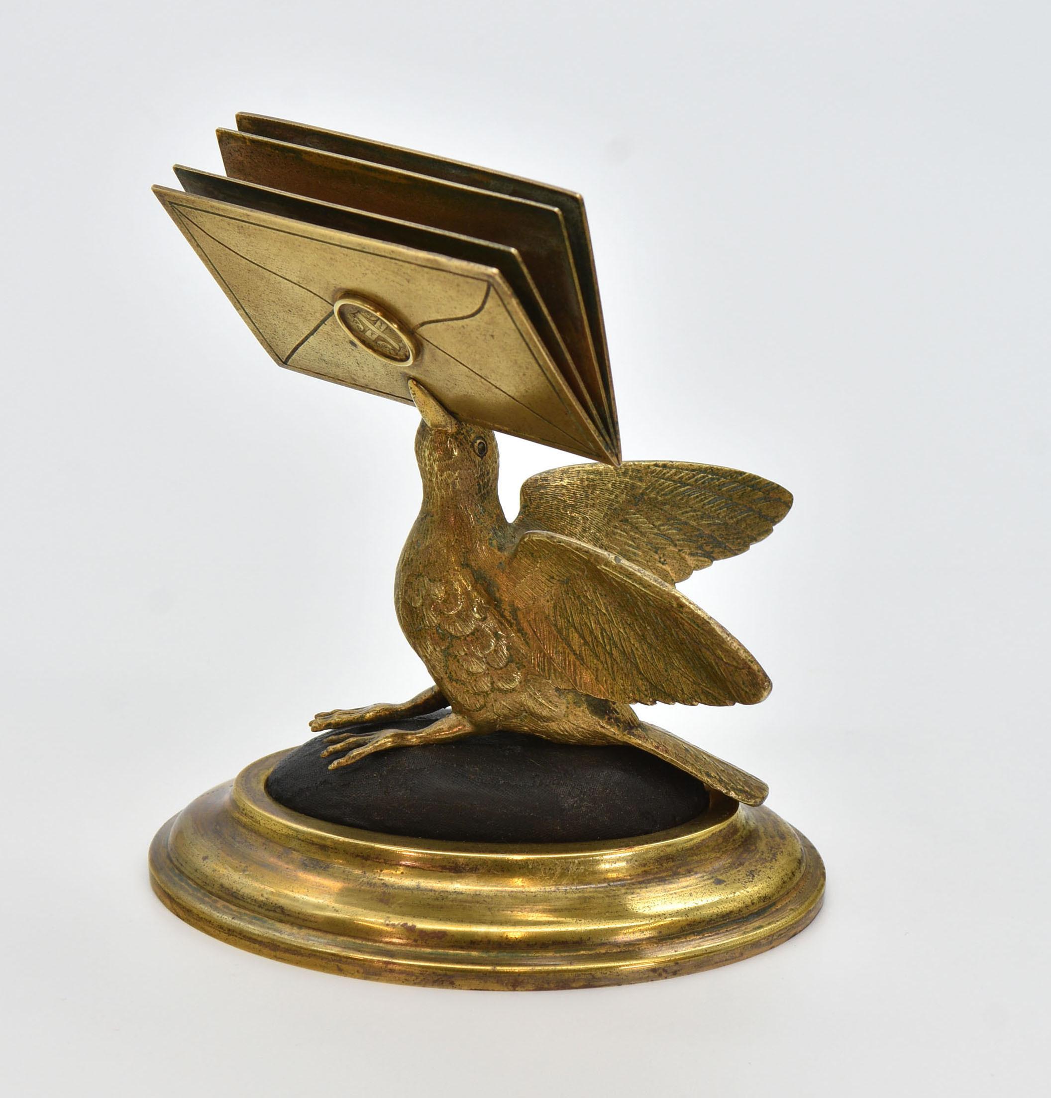 19th Century Gilt Brass Figural Bird Letter Holder 3
