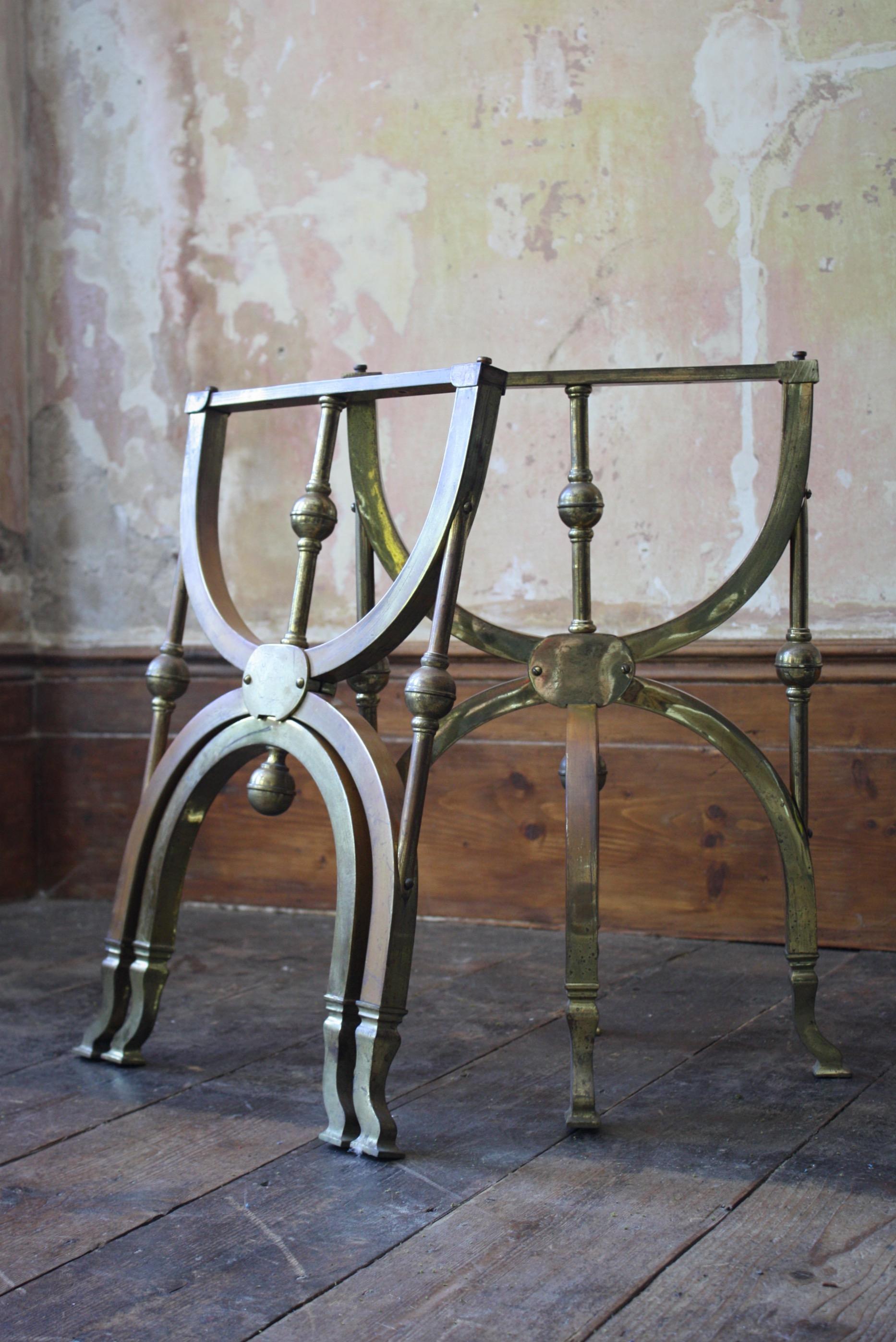 19th Century Gilt Brass Fold Out Campaign Coffin Stands Side Coffee Table  2