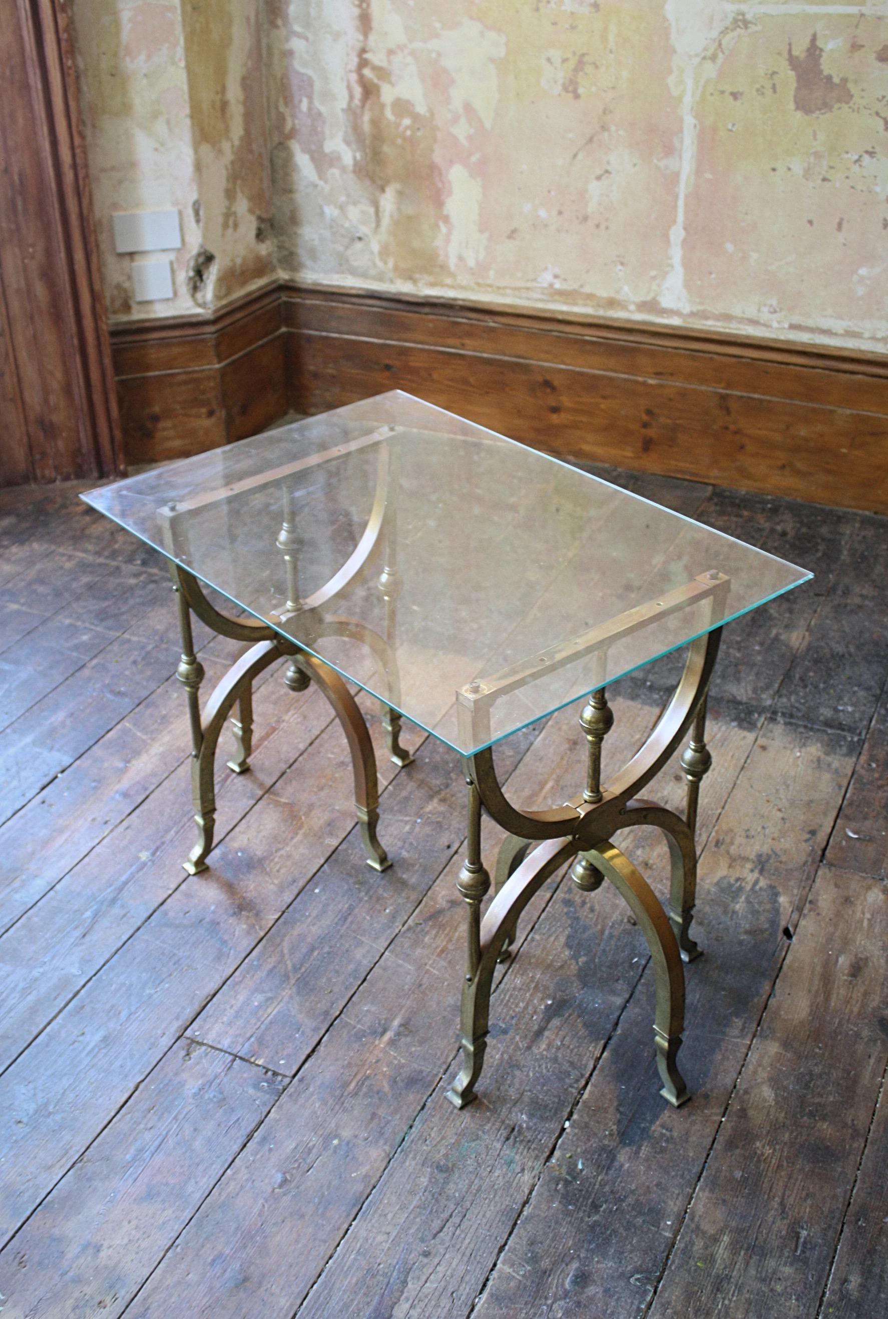 English 19th Century Gilt Brass Fold Out Campaign Coffin Stands Side Coffee Table 