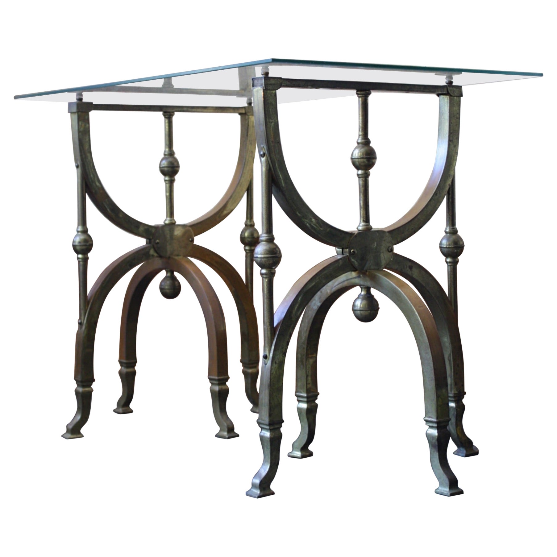 19th Century Gilt Brass Fold Out Campaign Coffin Stands Side Coffee Table