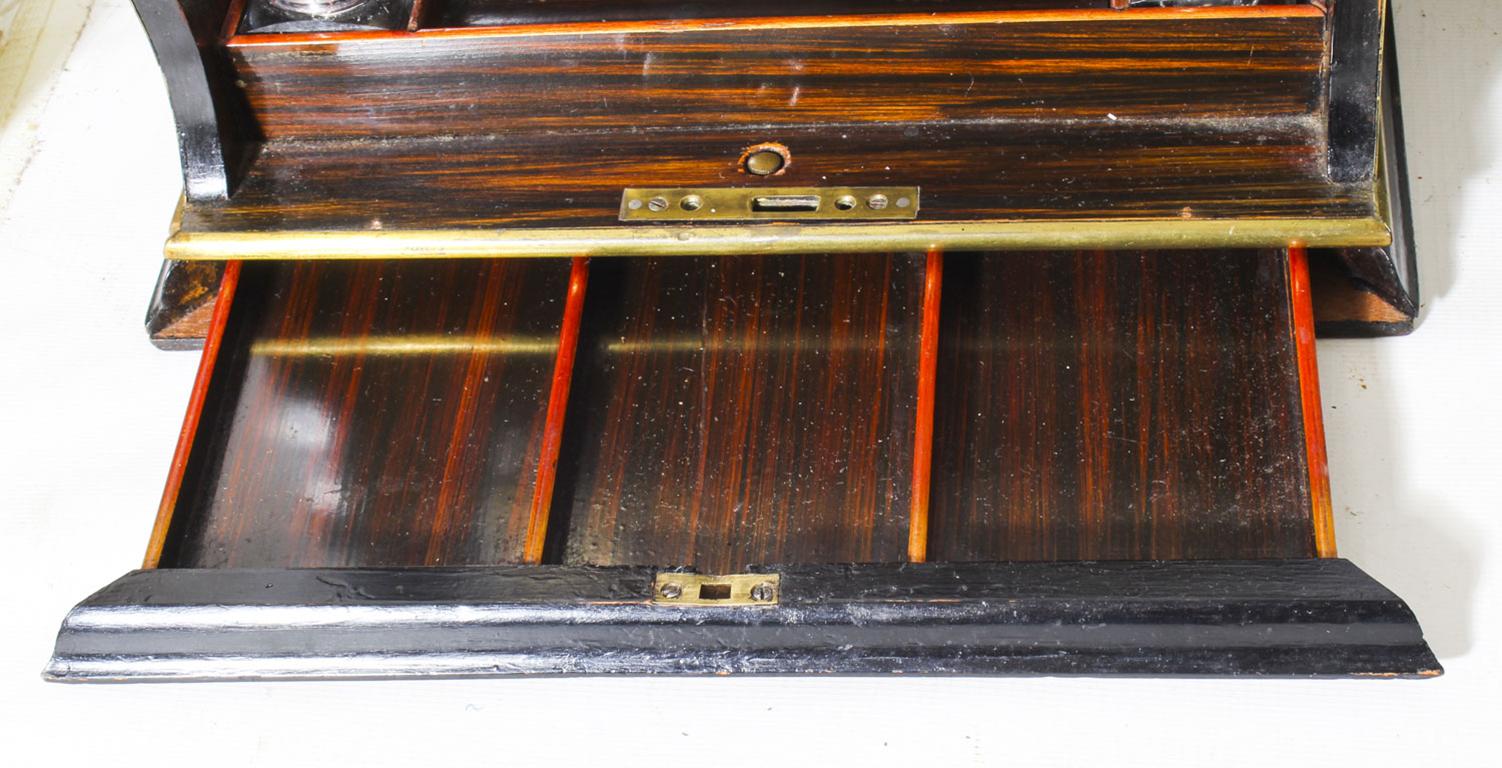 19th Century Gilt Brass Inlaid Fall Front Stationery Casket 5