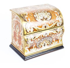 19th Century Gilt Brass Inlaid Fall Front Stationery Casket
