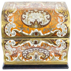 19th Century Gilt Brass Inlaid Fall Front Stationery Casket