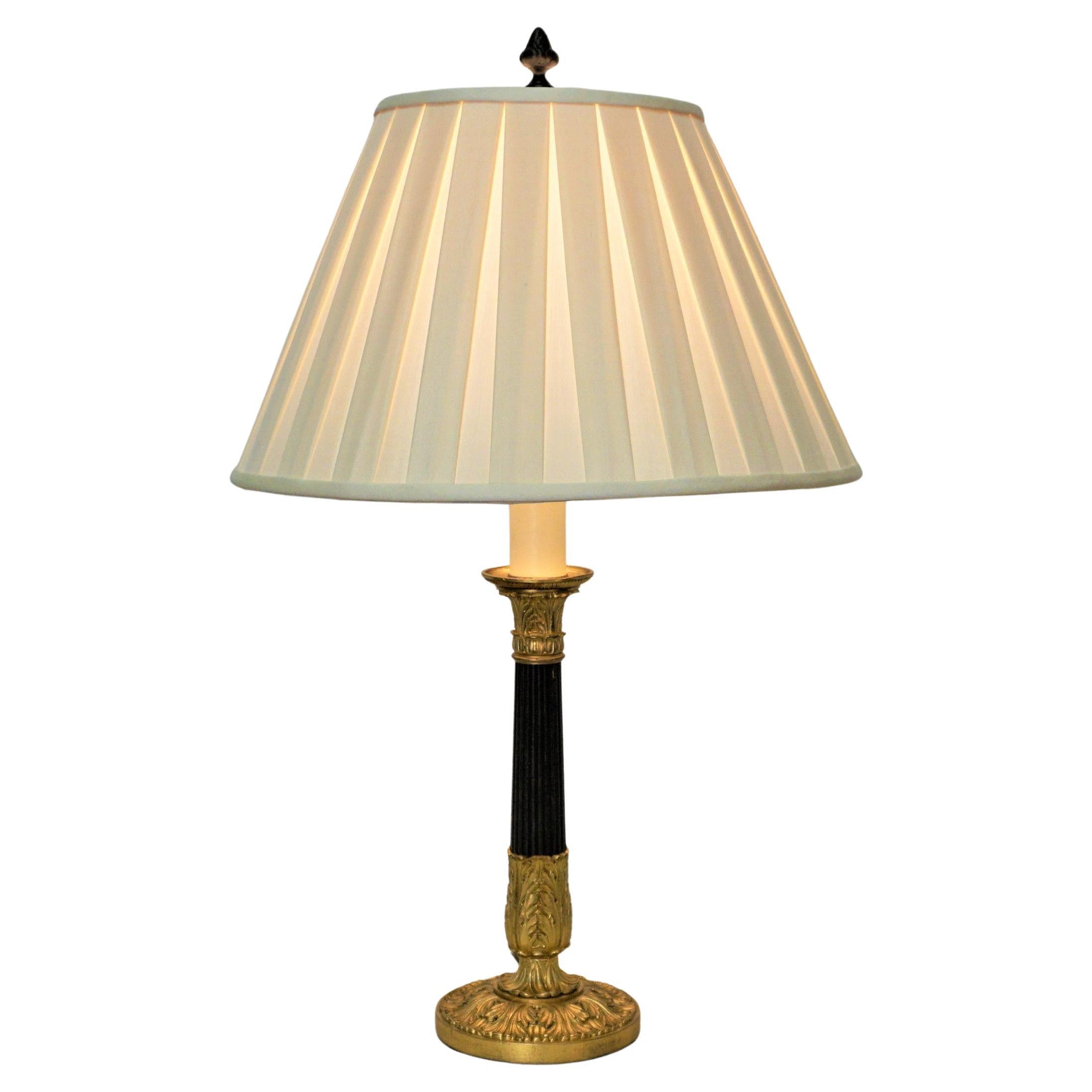 Bronze and Steel Candlestick Lamps For Sale at 1stDibs