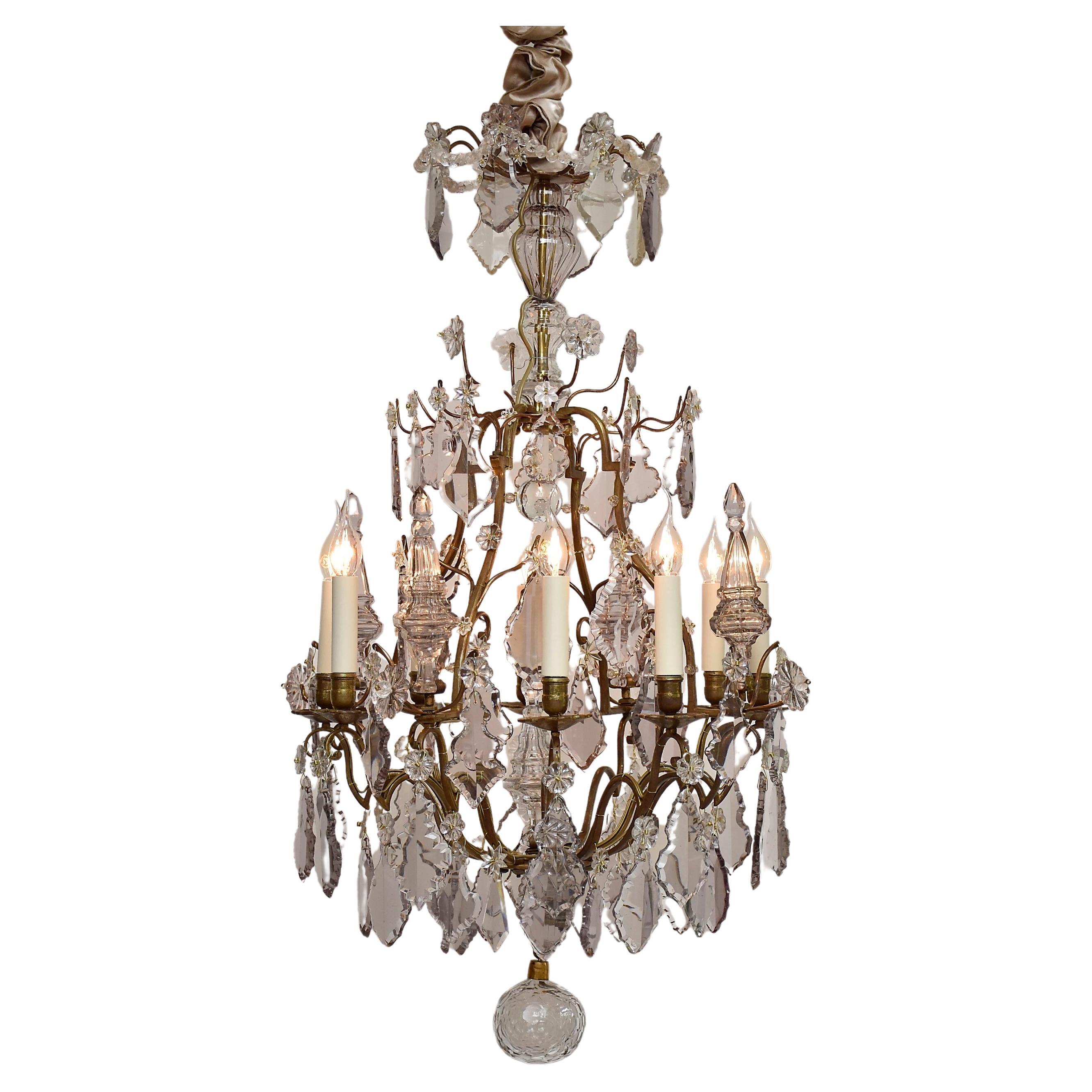 19th century gilt bronze and crystal French chandelier in the style of Louis XV