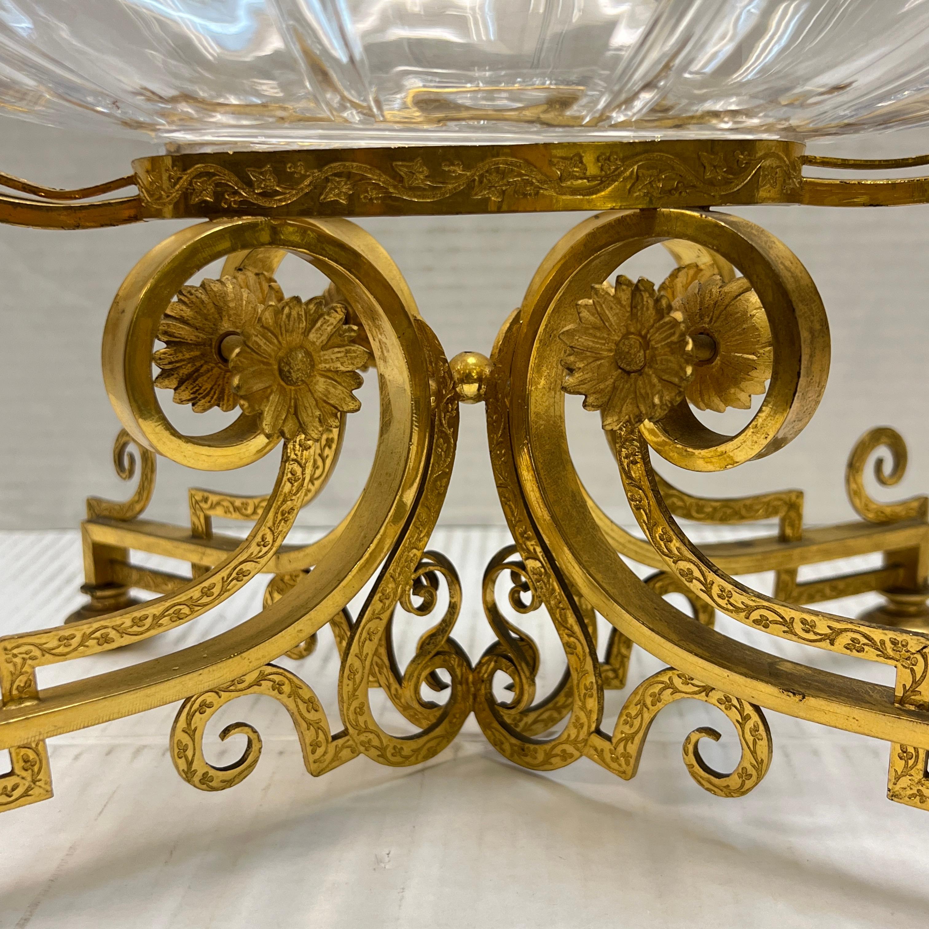 19th Century Gilt Bronze and Crystal Glass Centerpiece Attributed to Baccarat 8