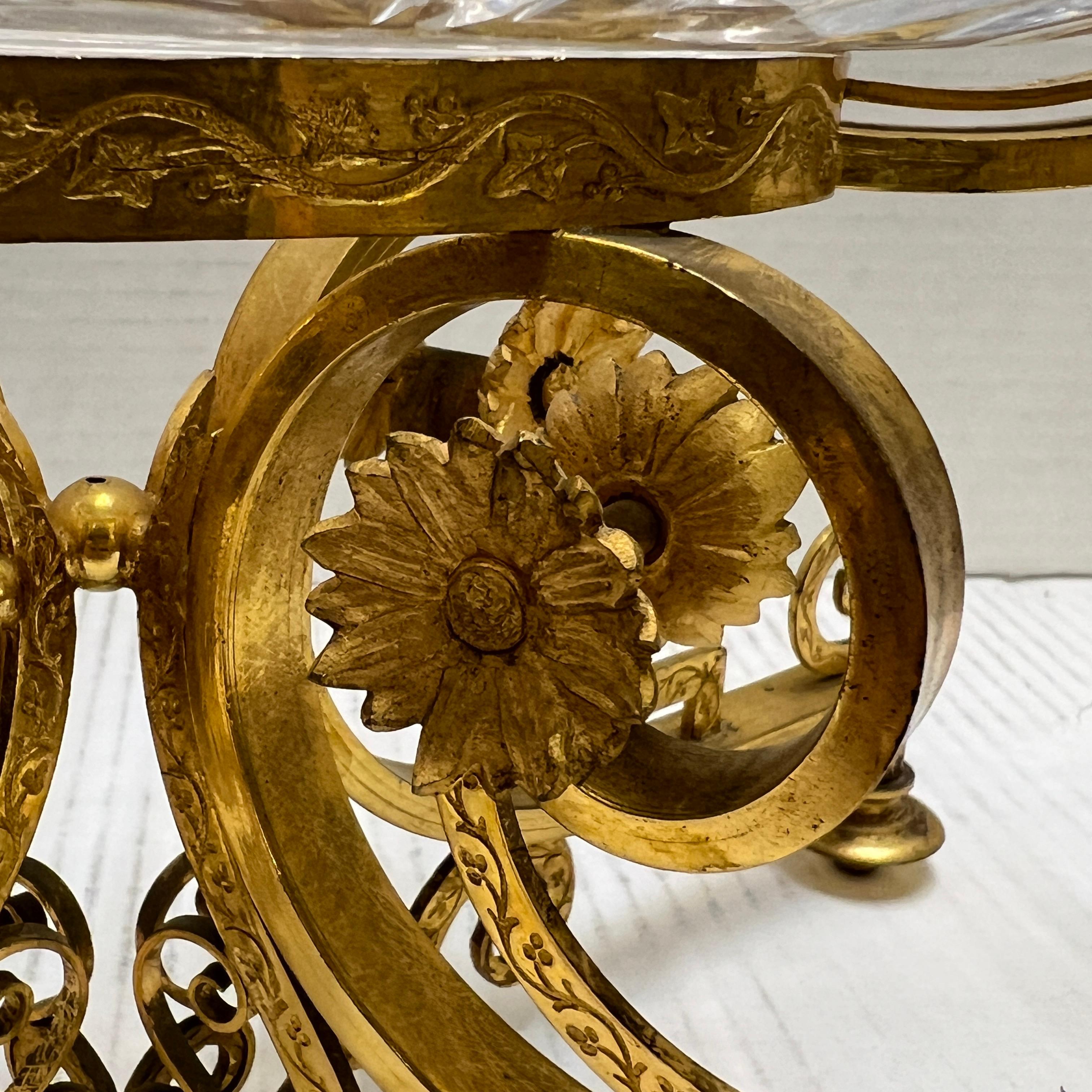 19th Century Gilt Bronze and Crystal Glass Centerpiece Attributed to Baccarat 9