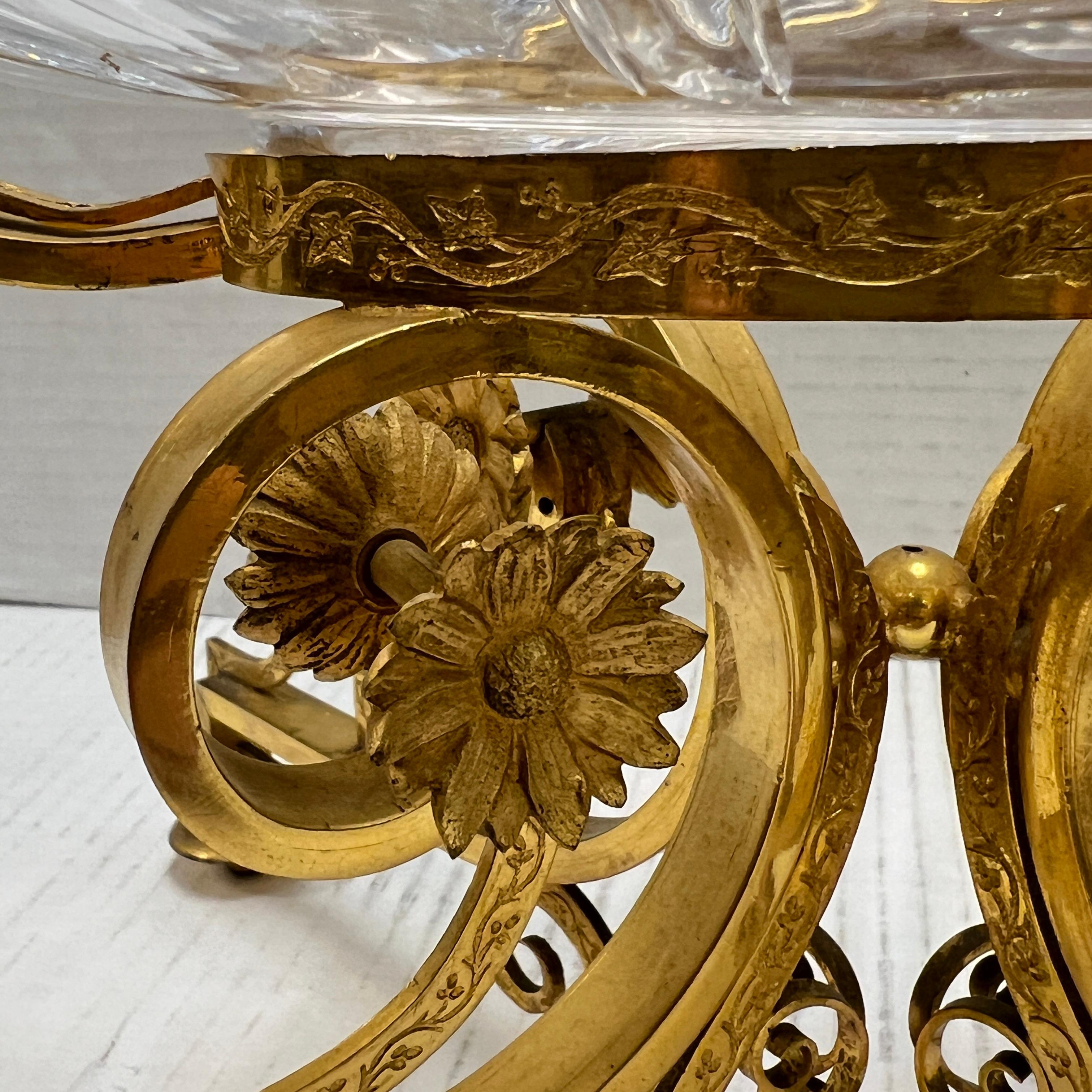 19th Century Gilt Bronze and Crystal Glass Centerpiece Attributed to Baccarat 10