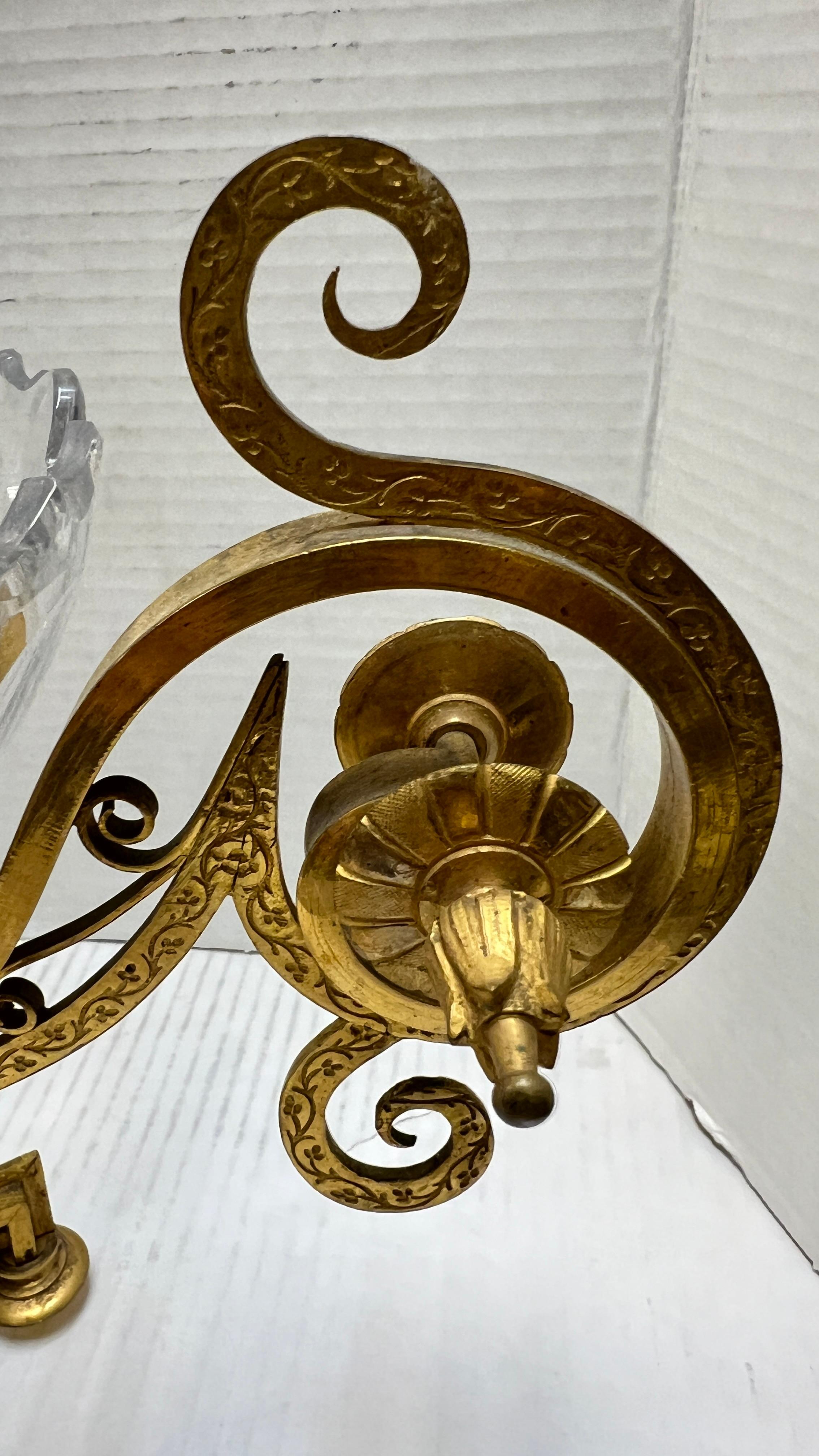 French 19th Century Gilt Bronze and Crystal Glass Centerpiece Attributed to Baccarat