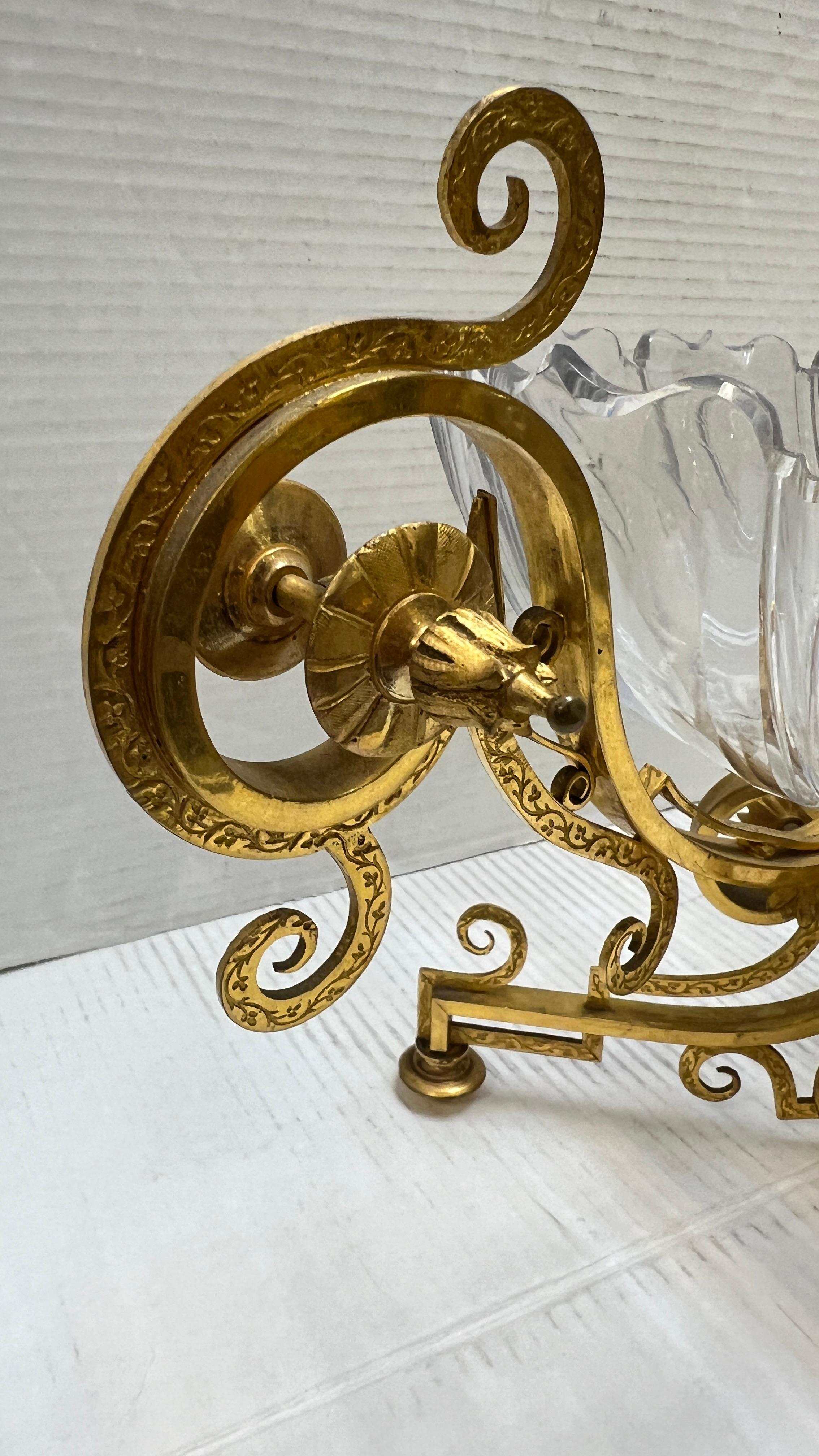 19th Century Gilt Bronze and Crystal Glass Centerpiece Attributed to Baccarat 3