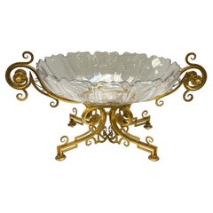 19th Century Gilt Bronze and Crystal Glass Centerpiece Attributed to Baccarat