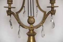 Candelabro a due luci in bronzo dorato e cristallo del XIX secolo di Gagneau Frères