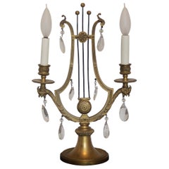 19th Century Gilt Bronze and Crystal Two Light Candelabra by Gagneau Frères