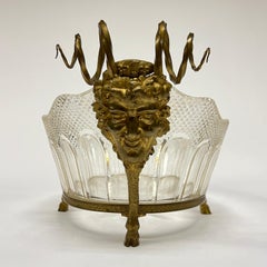 19th Century Gilt Bronze and Cut Glass Centerpiece Bowl Attributed to Baccarat