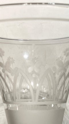 19th Century Gilt Bronze and Engraved Glass Flower Vase with Heron Birds