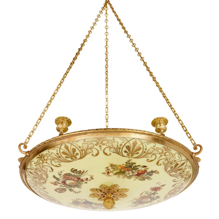 19th Century Gilt Bronze and Glass Bowl Chandelier at 1stDibs