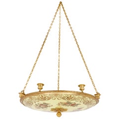 19th Century Gilt Bronze and Glass Bowl Chandelier