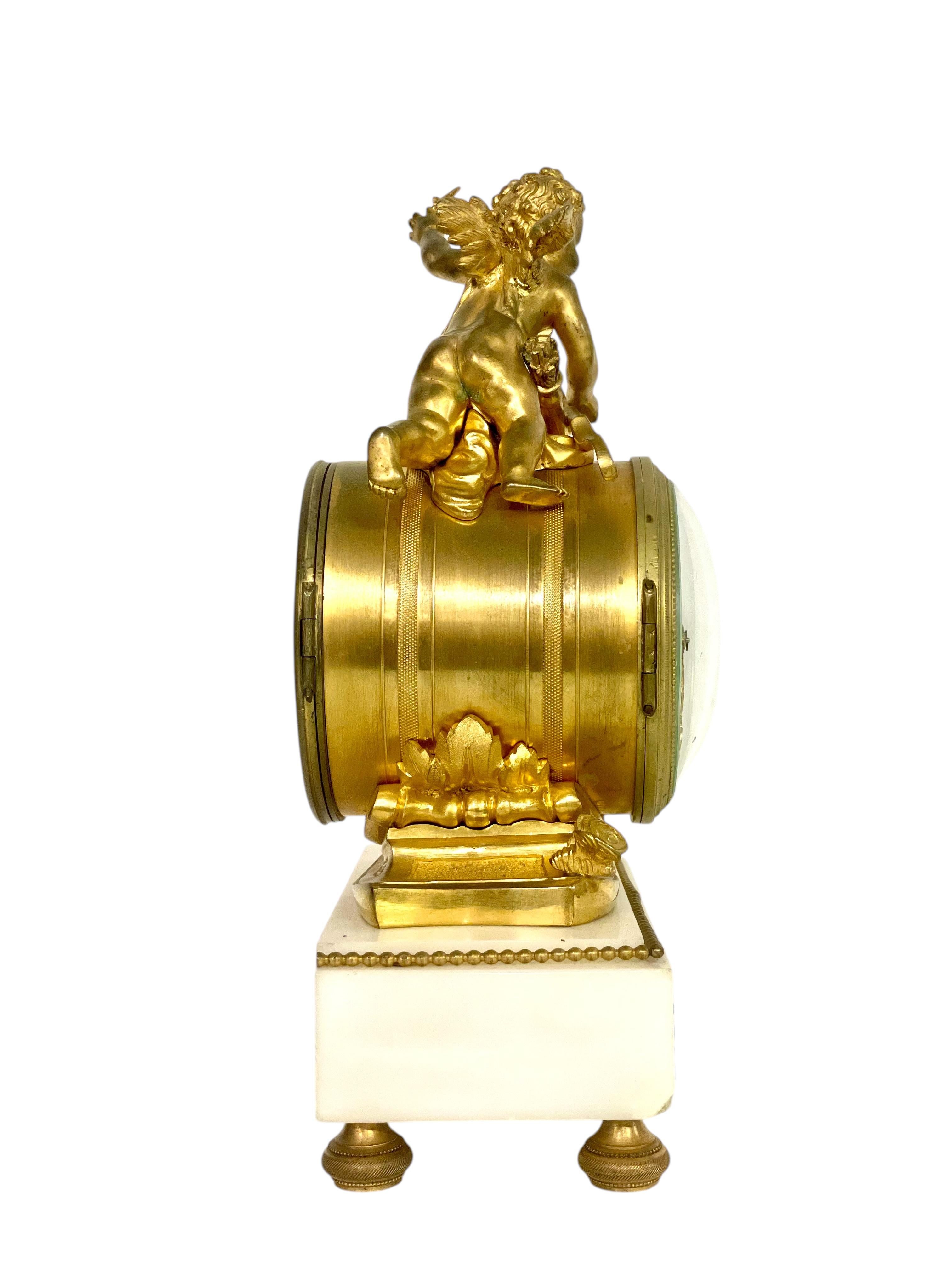 19th Century Gilt Bronze and Marble Clock, Signed Oudin à Marseille For Sale 10