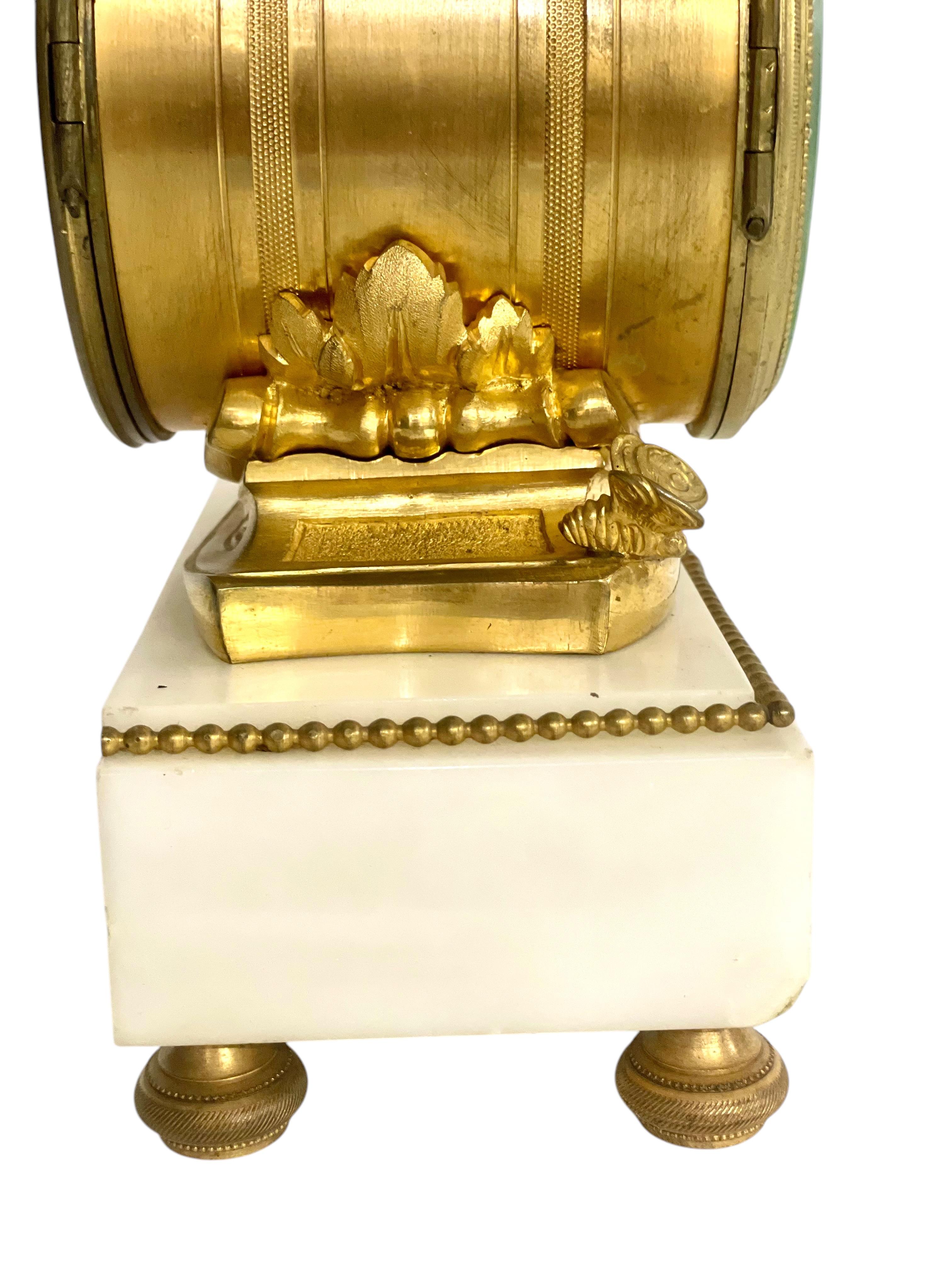 19th Century Gilt Bronze and Marble Clock, Signed Oudin à Marseille For Sale 11