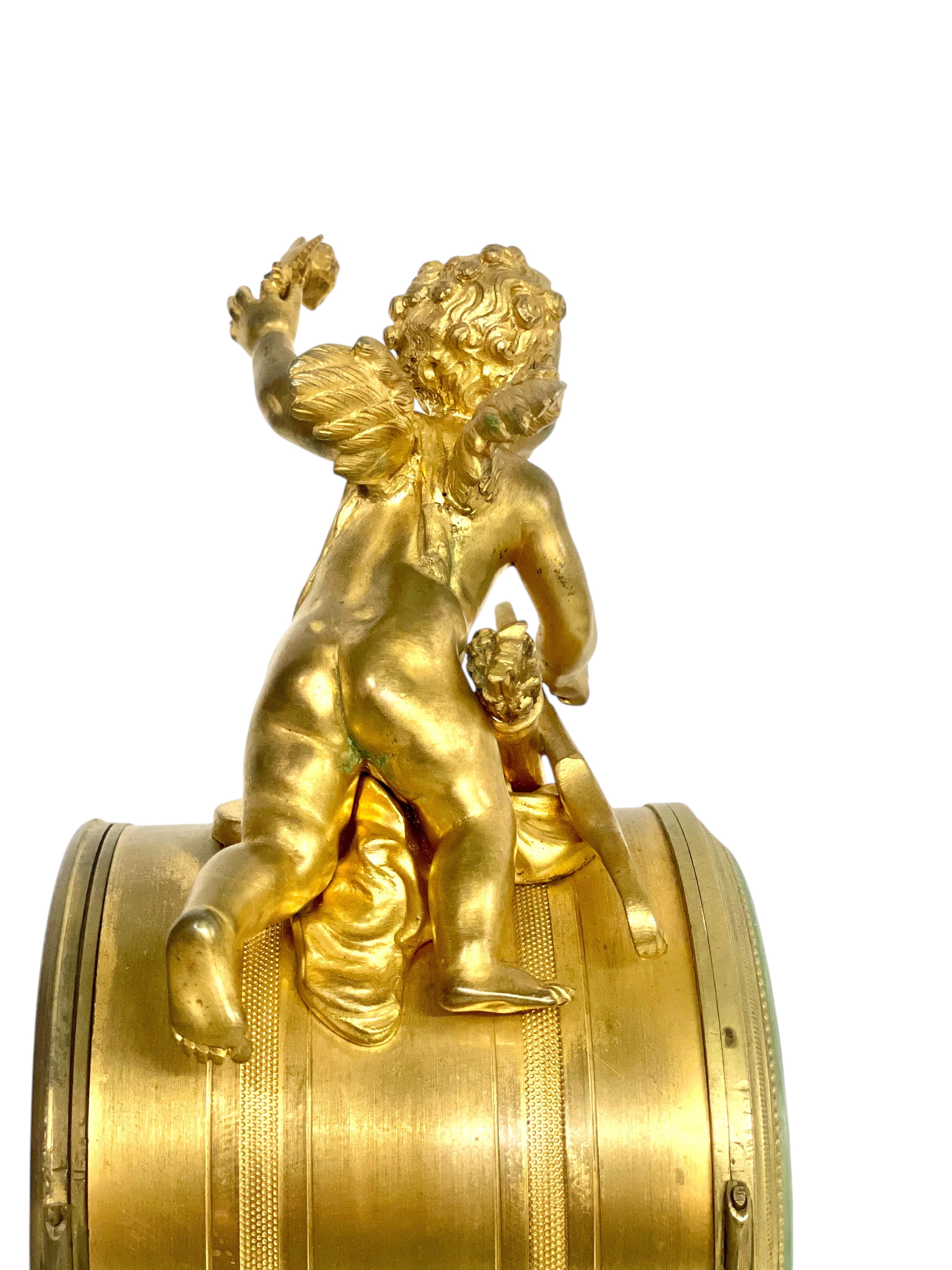 19th Century Gilt Bronze and Marble Clock, Signed Oudin à Marseille For Sale 12