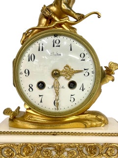 Vergoldete Bronze- und Marmoruhr des 19. Jahrhunderts, signiert Oudin a Marseille