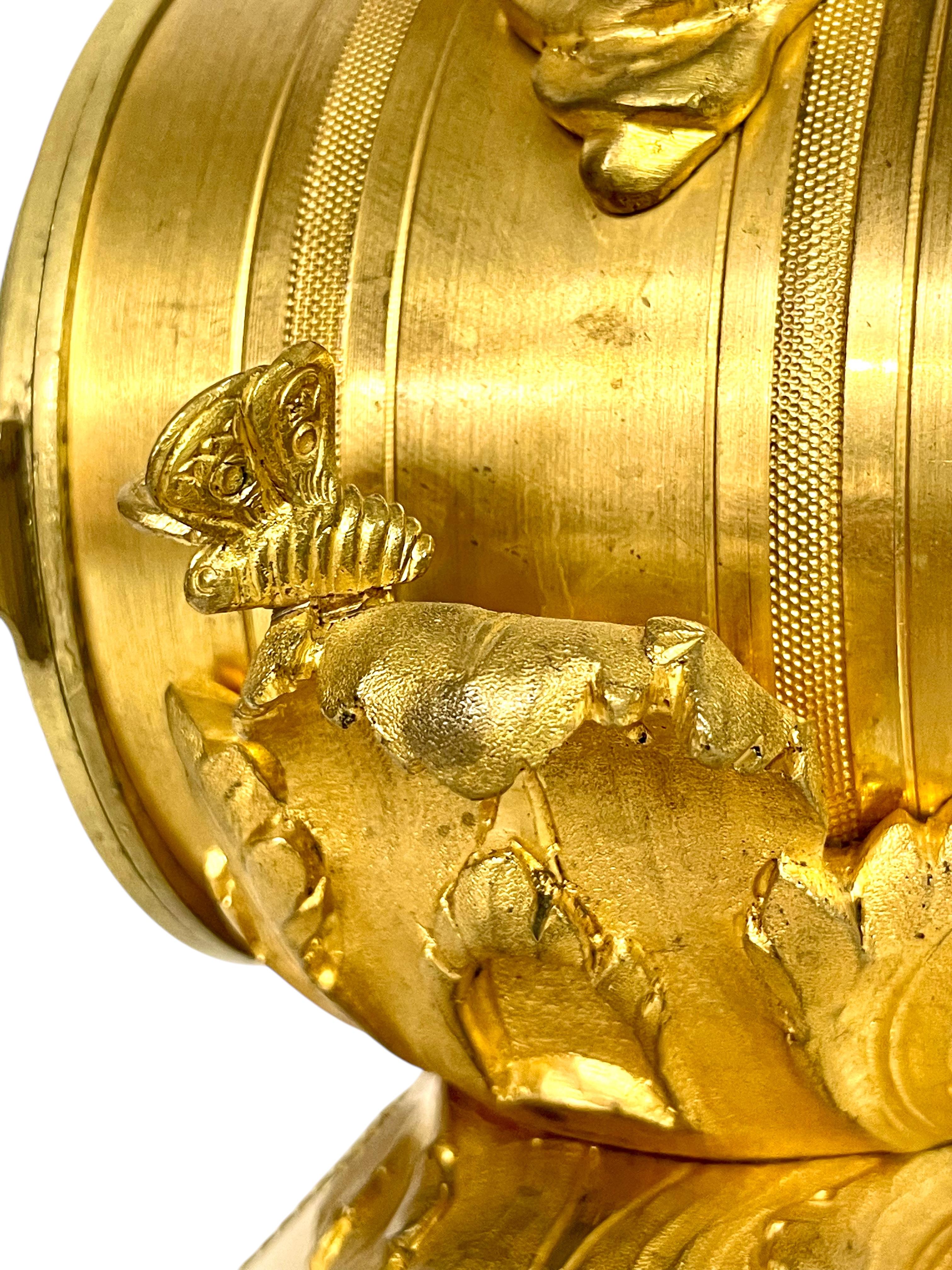 19th Century Gilt Bronze and Marble Clock, Signed Oudin à Marseille For Sale 4