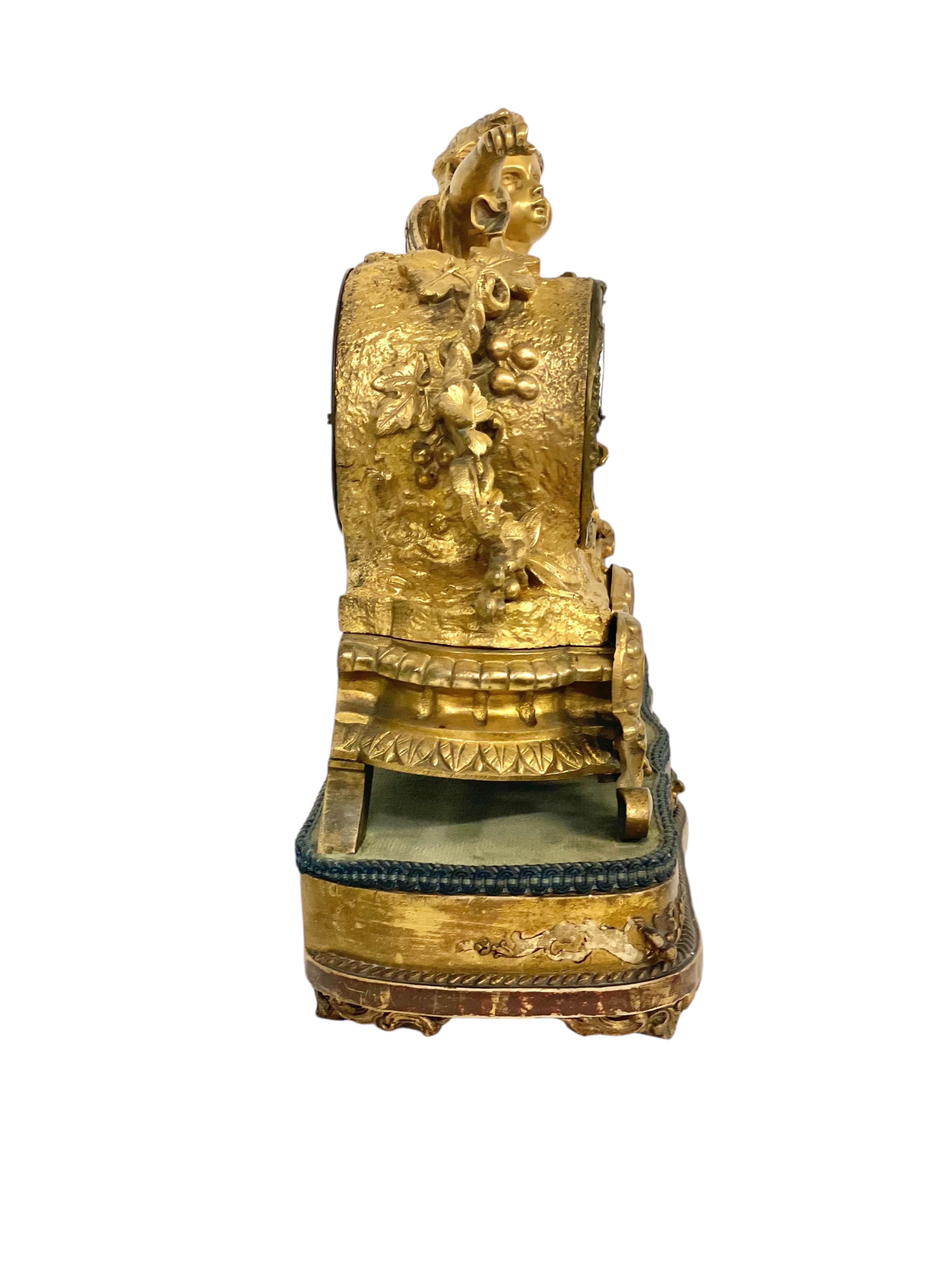 19th century Gilt Bronze and Porcelain Clock by 