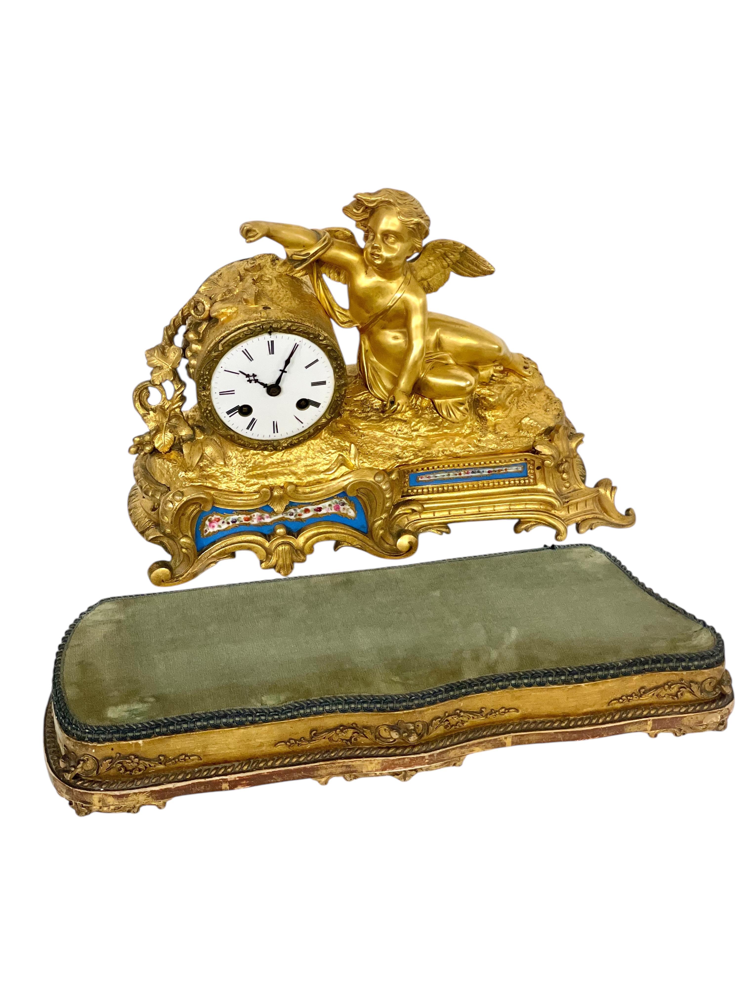 19th century Gilt Bronze and Porcelain Clock by 