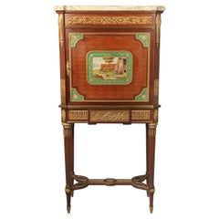 Armoire en parqueterie de style Sèvres du 19ème siècle montée sur bronze doré et porcelaine