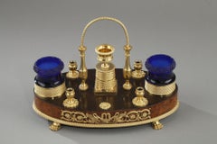 19th Century Gilt Bronze and Walnut-Burr Veneer Inkstand, Empire Period